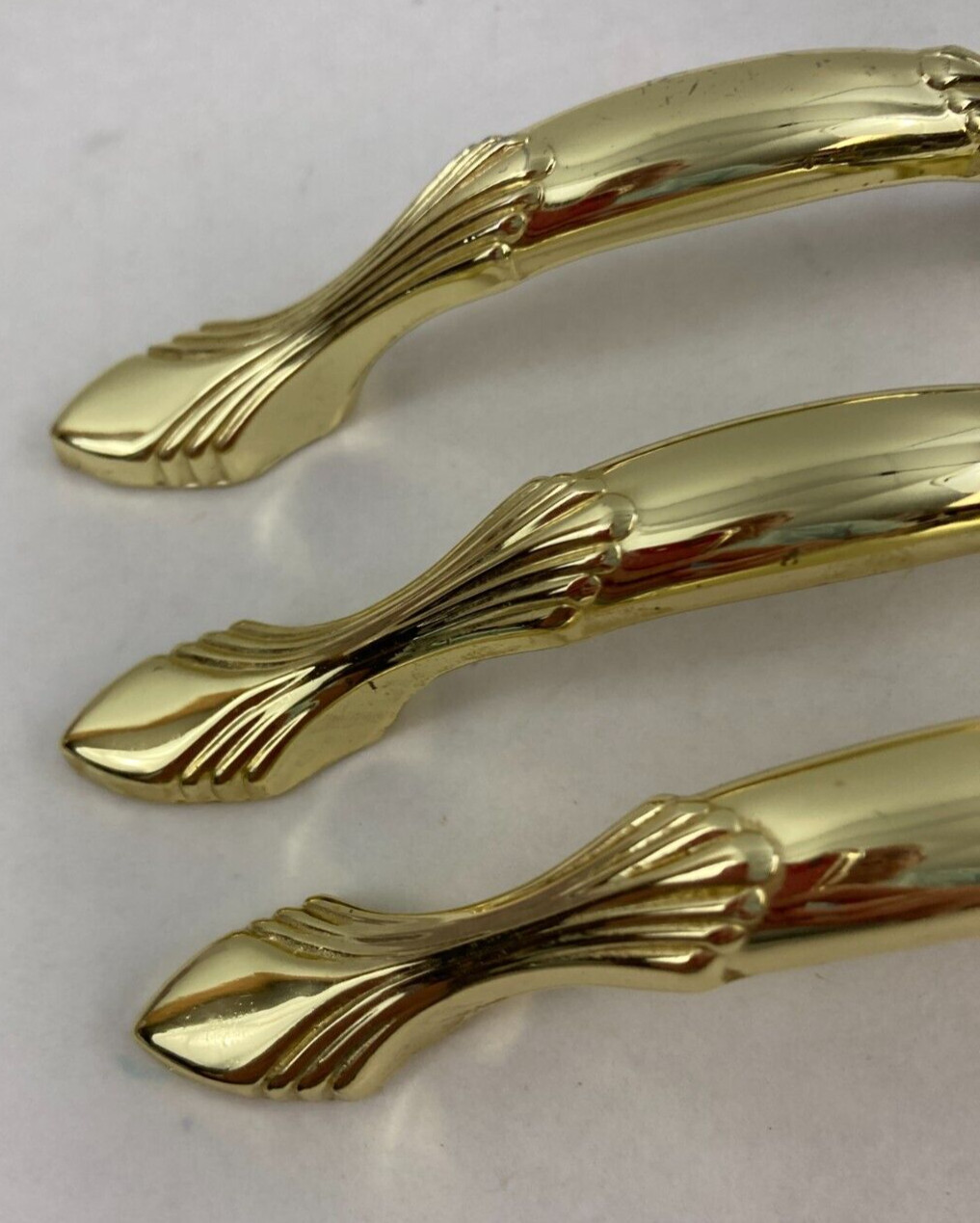 Polished Brass Drawer Pulls 3″ O.C. Preowned Lot of 3 Kitchen Bathroom