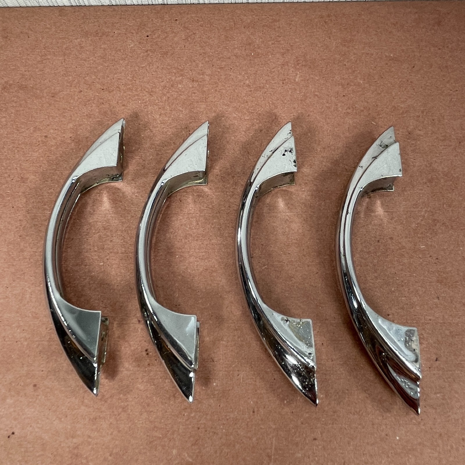 4 Vintage Cabinet Pulls Chrome Plated ( Similar to Youngstown & Amerock E311 )