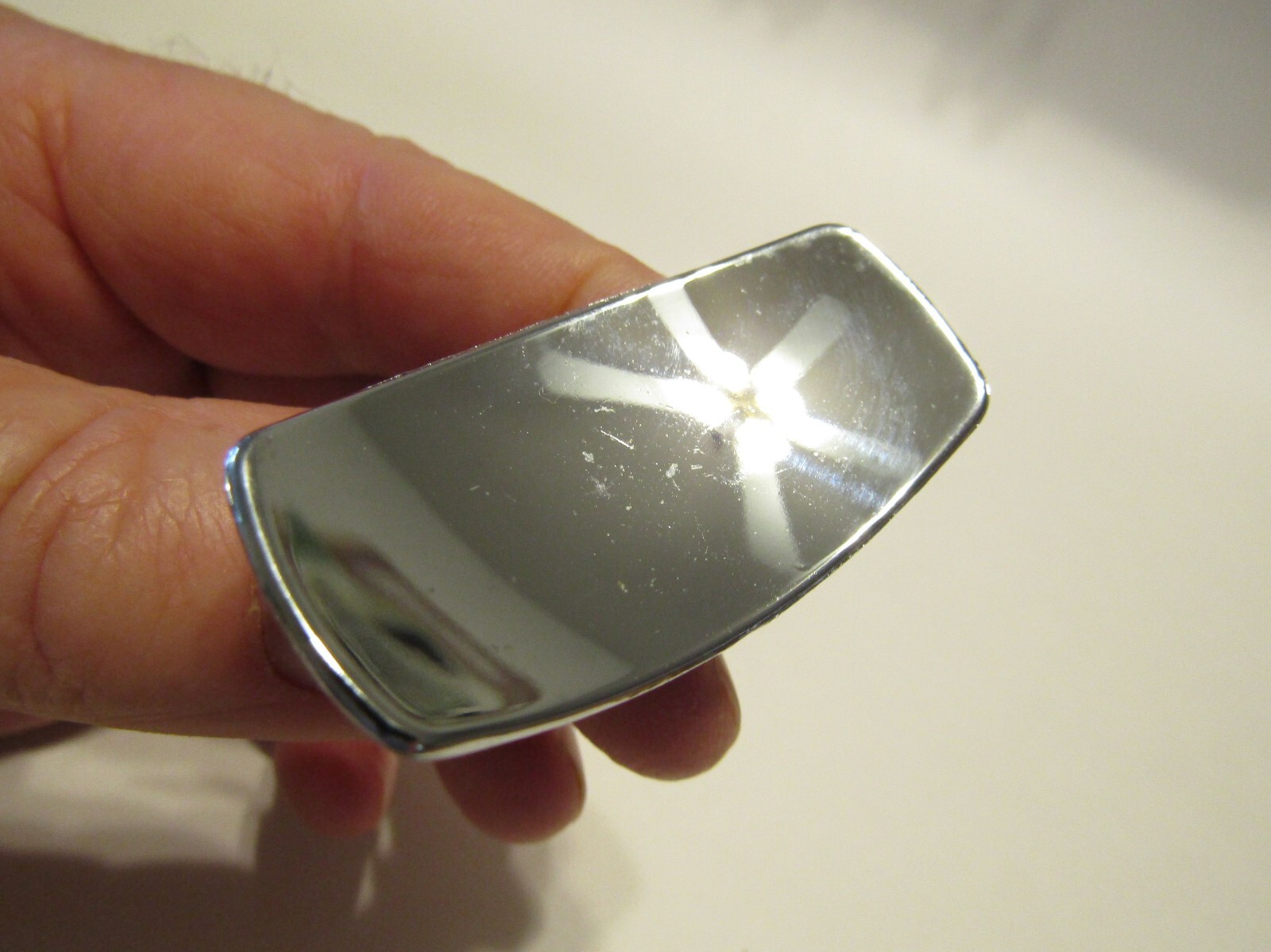 Vintage Nos Rectangular Chrome Drawer Knobs 1″ x2″ Concave Cabinet Door Pulls