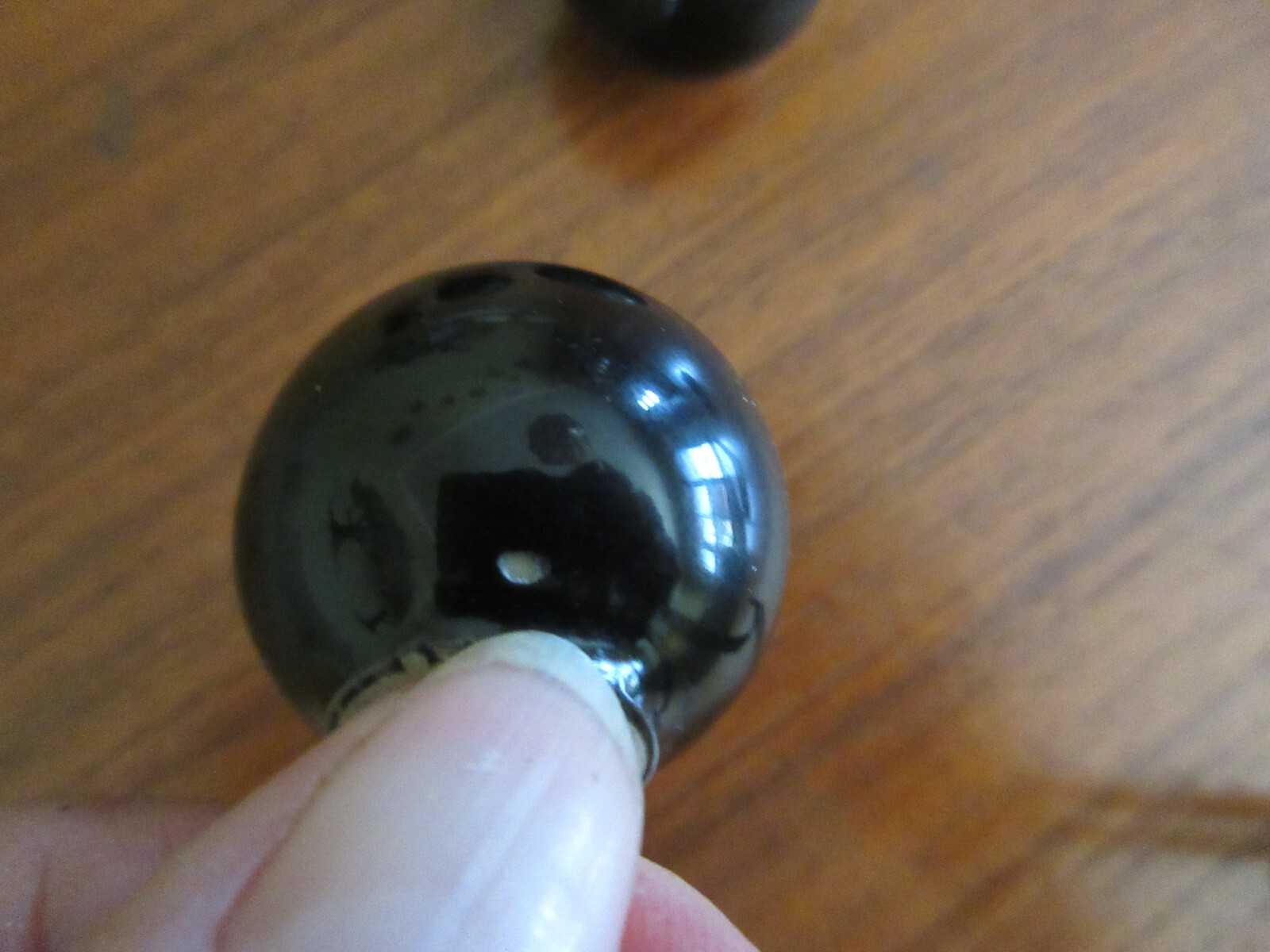 Vintage Retro MCM set of Four 1 1/4″ Round Ceramic Black Ball door drawer knobs