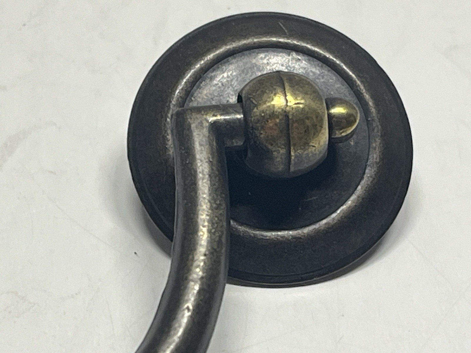 Vintage Lot (2) NOS KBC Antique Brass Drop Bail Pulls W/Backplates