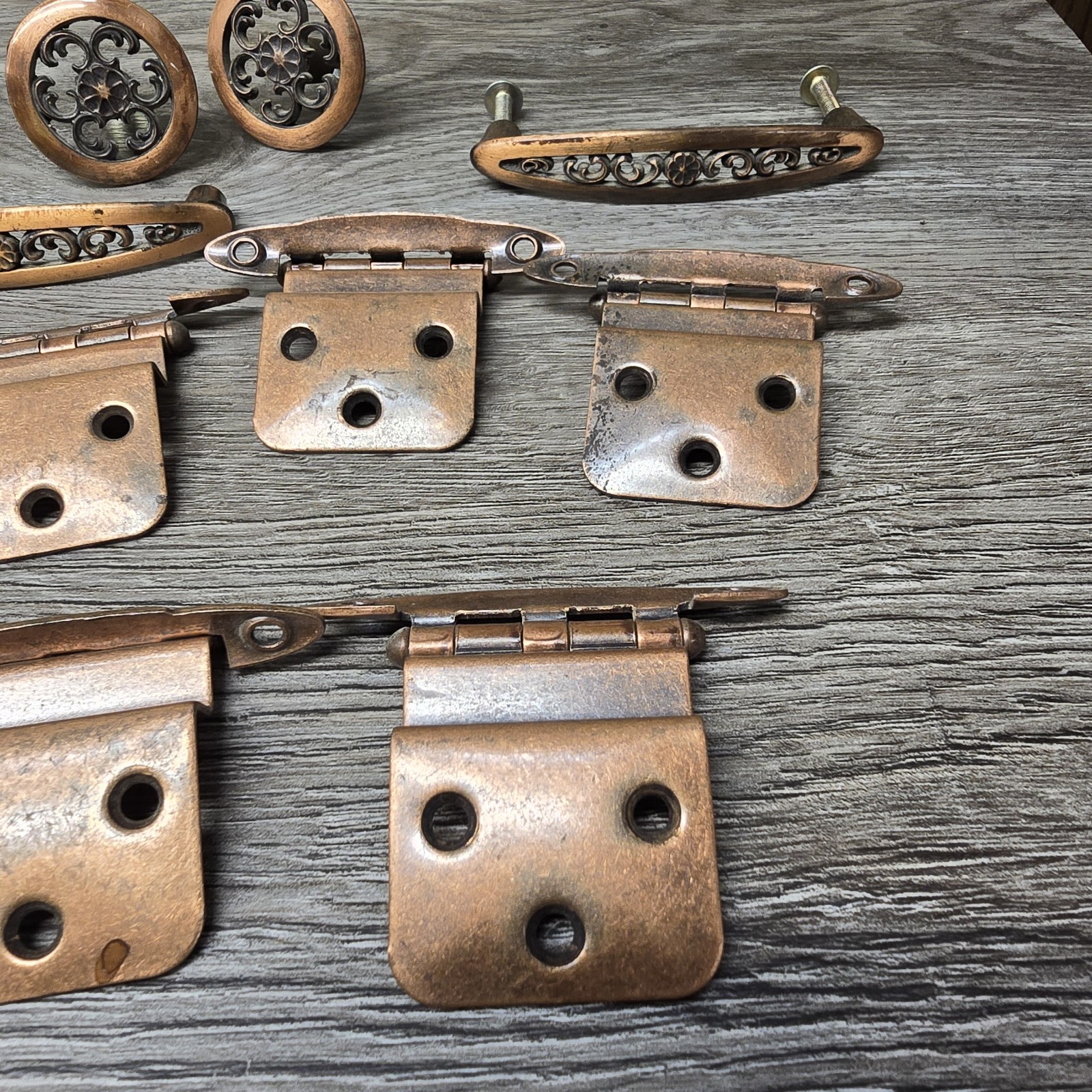 Vintage Ajax USA Furniture Hardware Set Hinges Pulls Knobs D-195824