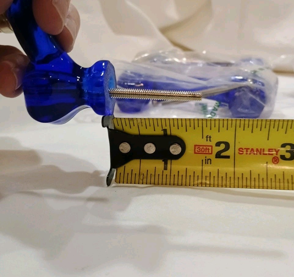 Set of 4 Cobalt Blue Vintage Glass Drawer Pulls 3” On Center