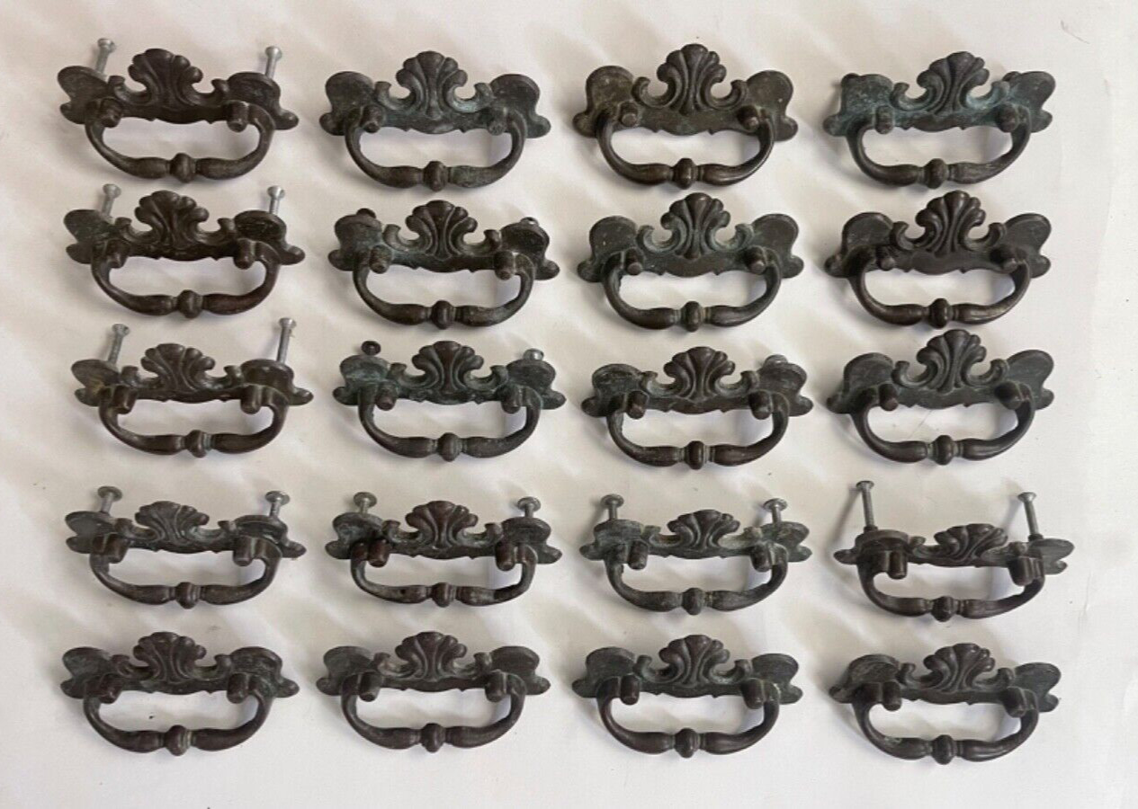 20 VTG Chippendale Phyfe Regency French BRASS Drawer Pull 3″ Ctr Handles P16006