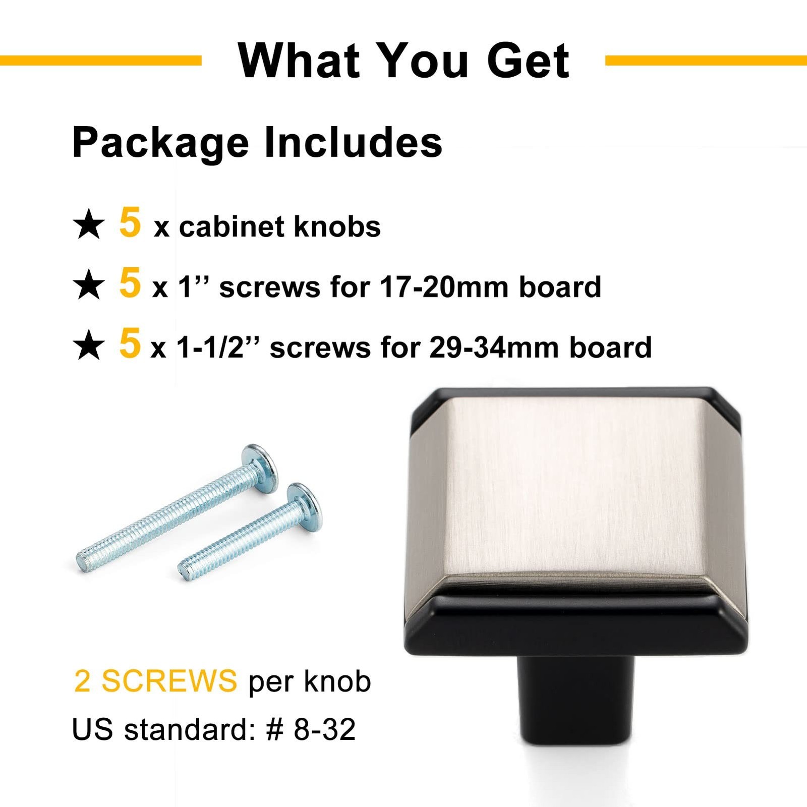 Nickel and Black Cabinet Knobs Brushed Nickel and Matte Black Drawer Knobs, 5…