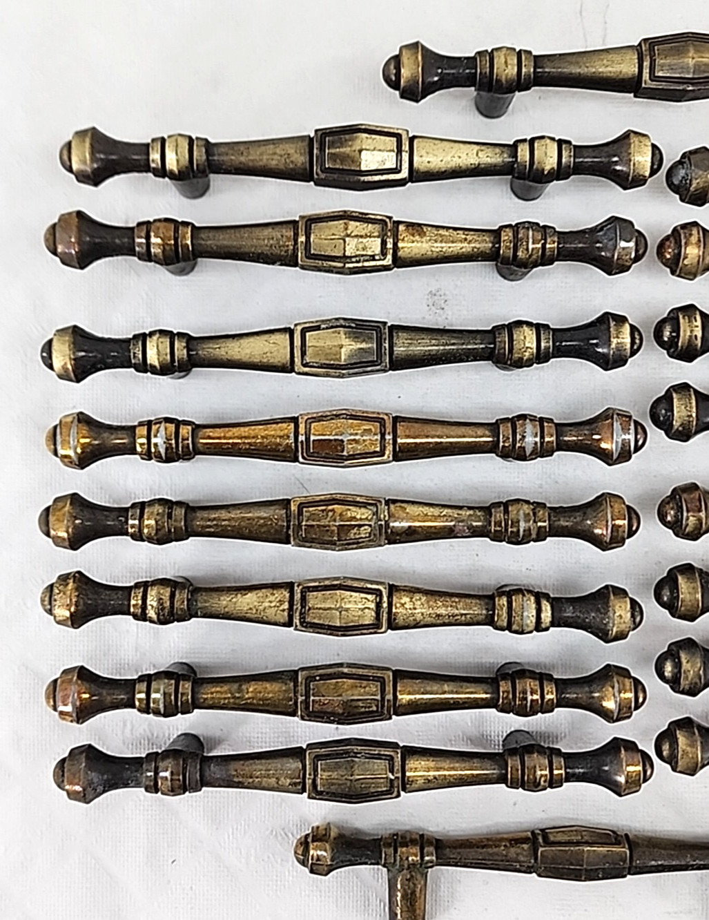 Lot of 18 Vintage Hyer Colonial Antiqued Brass Drawer Pull 5″ long 3″ center