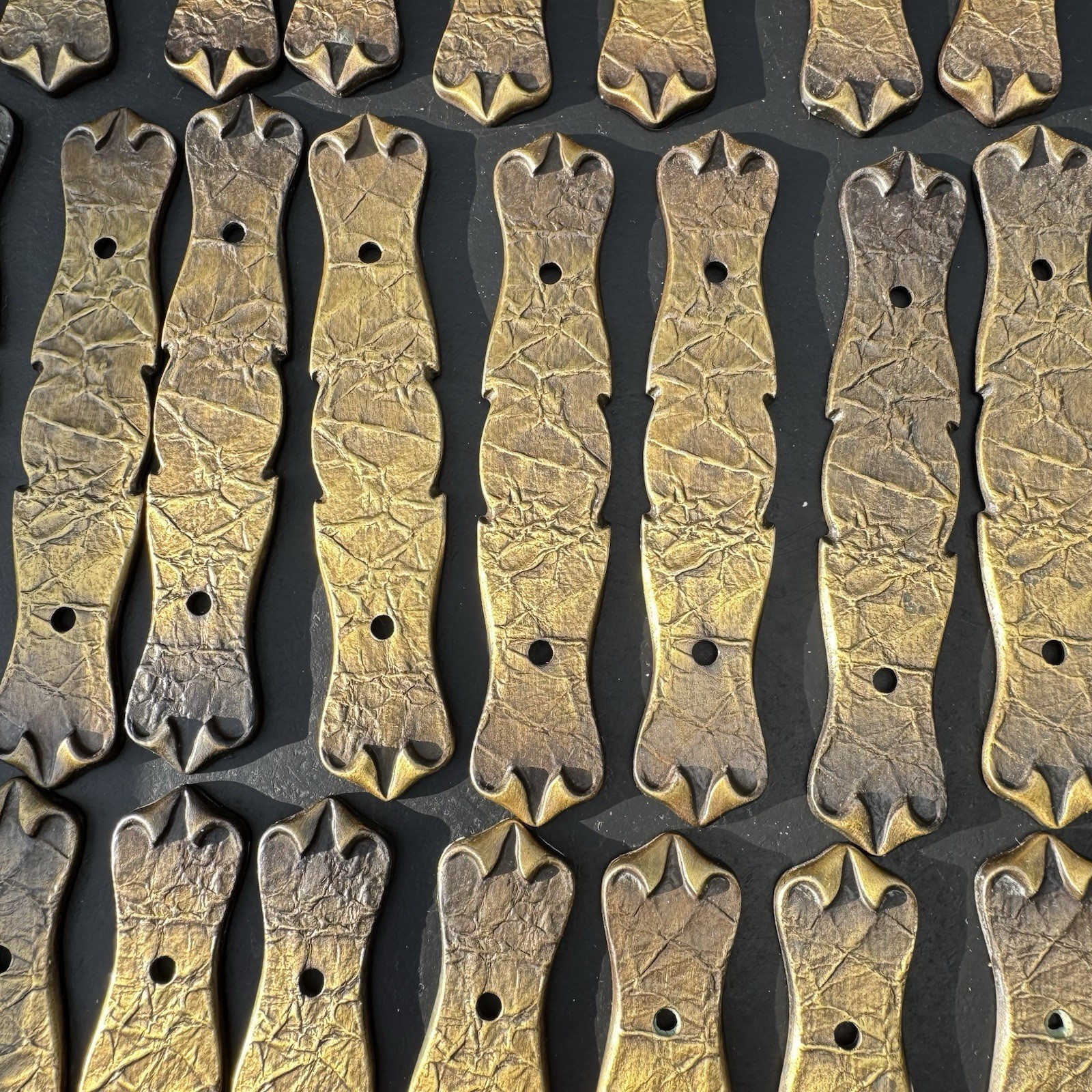 Lot of 54 VTG Amrock 176A-1 Brass Drawer Backplates 3” Ctrs RD 1971 Pat D219425