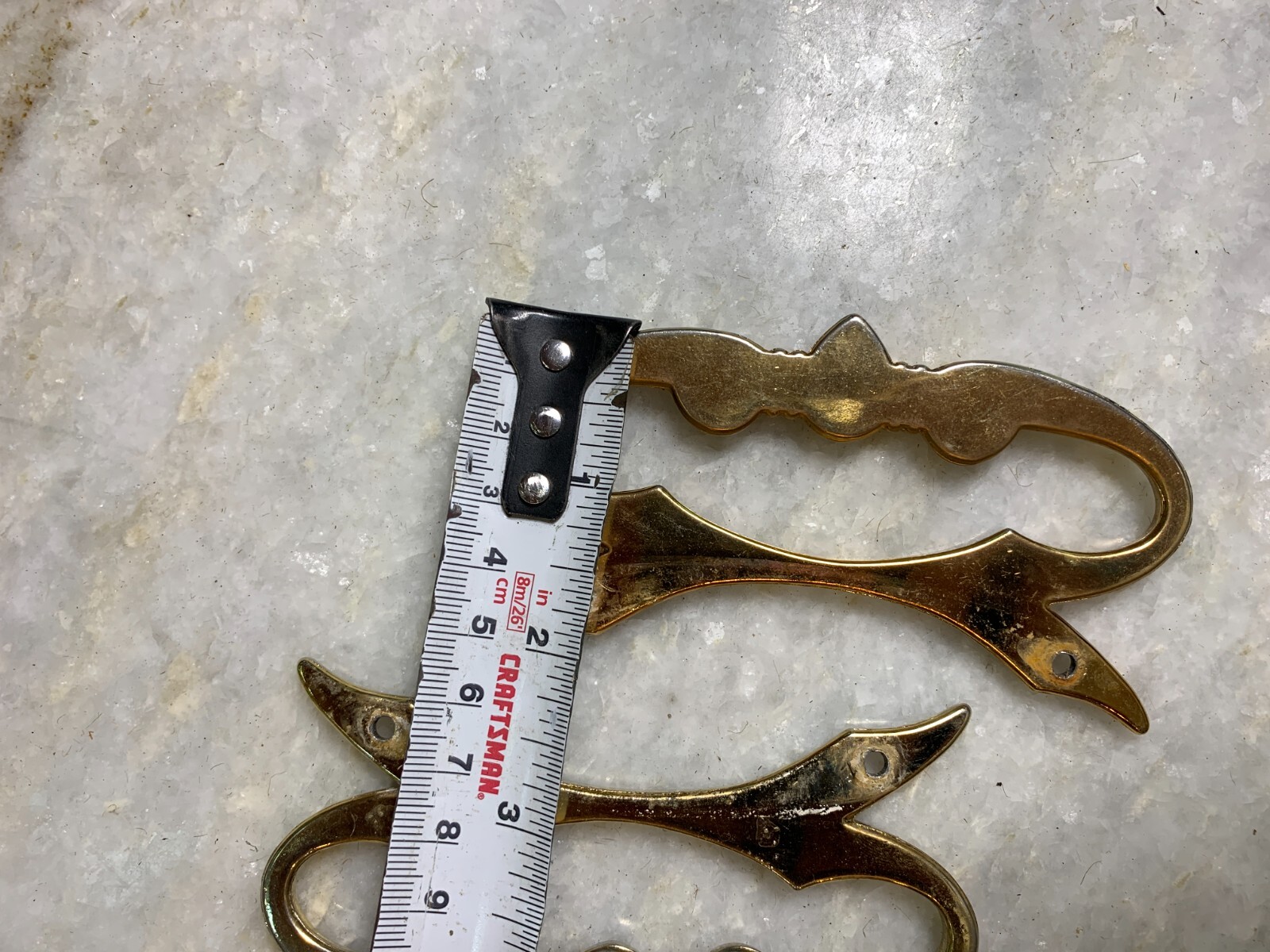 Antique Vintage Mid Century Modern MCM Steel Metal Handle Handles Gold Gilded