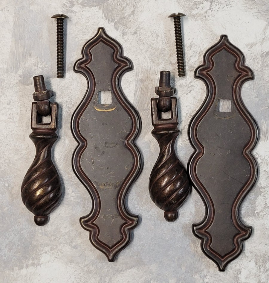 2 Vintage Hanging Teardrop Drop Drawer Pull BPC Belwith 356 Brass/Bronze Tone
