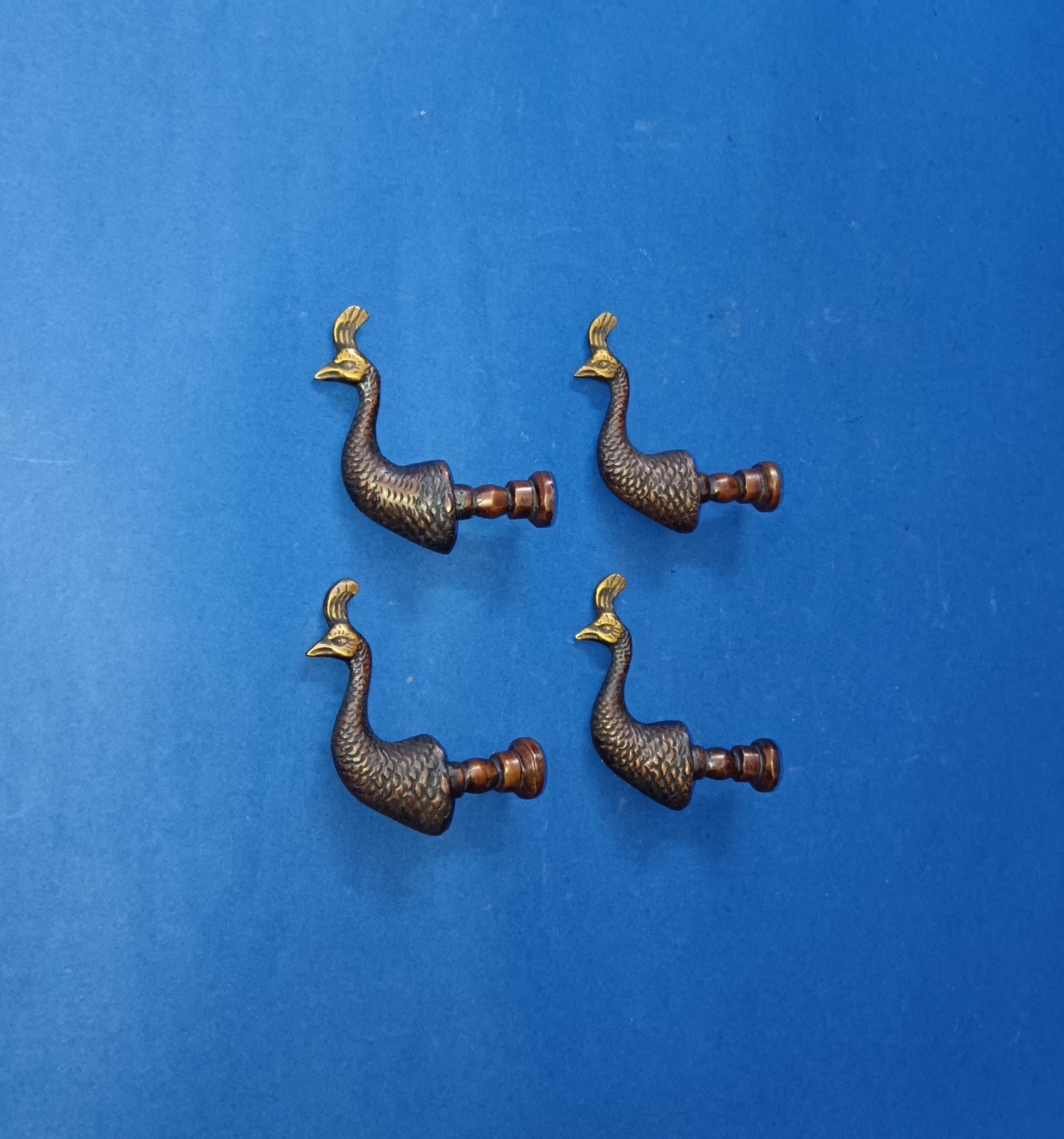 Peacock Head Shape Home Window Knob Brass Drawer Knobs Set of 04 Pieces GTX