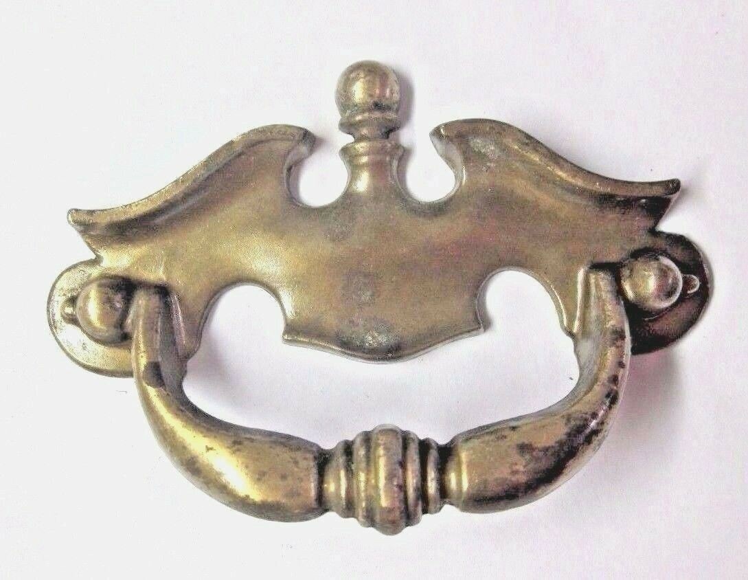 Nat’L National FO-3741 Drawer 1960s Pull Handle 3″ Centers Aged Dark Brass Vtg