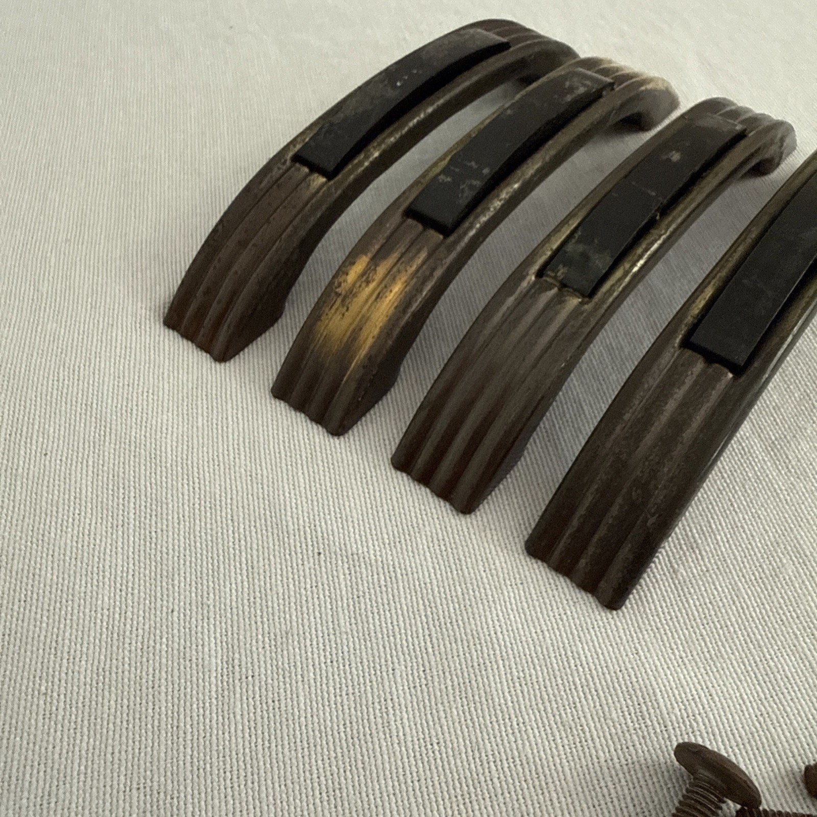 Set Of 4 Vintage Art Deco Mid Century Brass & Bakelite Drawer Handles Pulls 4″