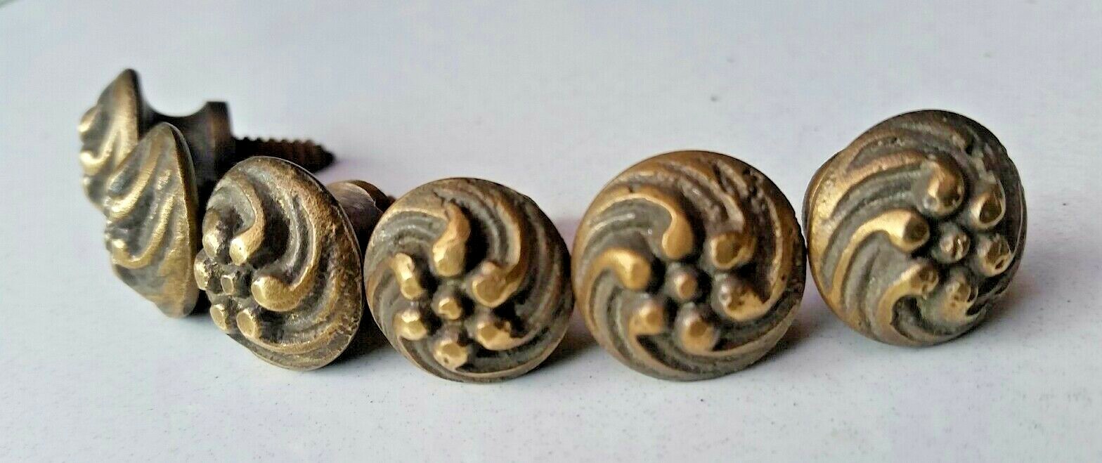 6 Sm solid Brass Floral ornate Stacking Barrister Bookcase 5/8″ Knobs Pulls #K14