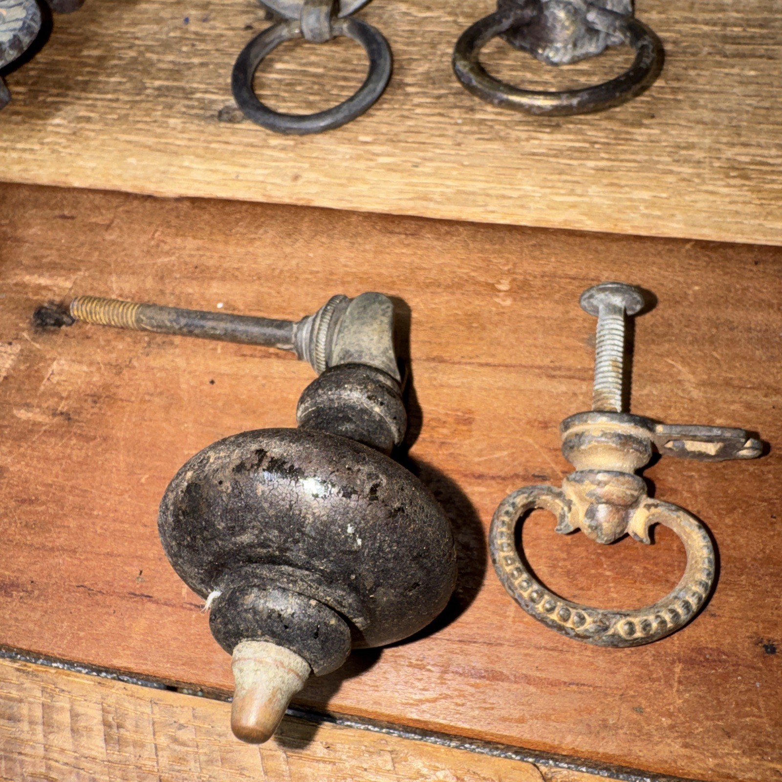 Lot of 43 Mixed Vintage Cabinet Dresser Knob Pulls Handles Porcelain Glass Brass