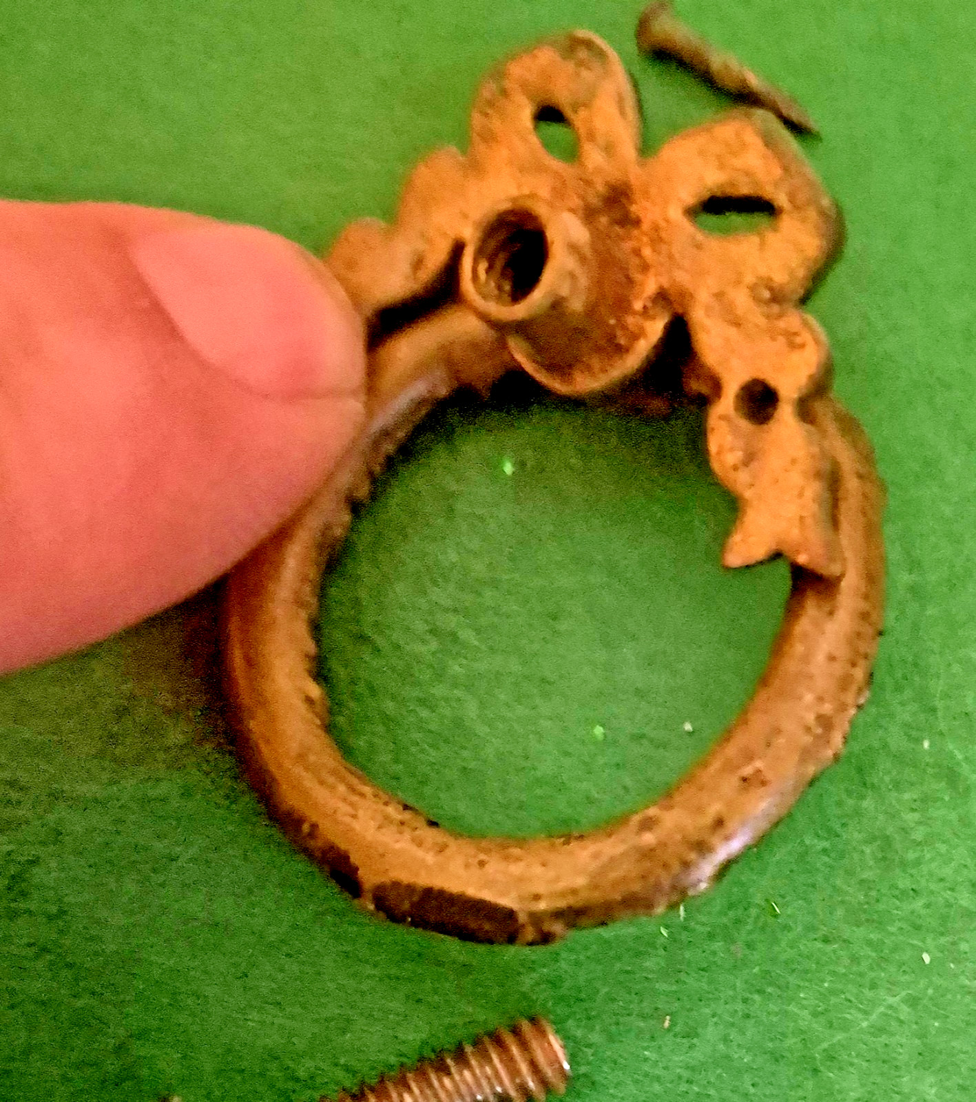 Antique Ribbon And Bow Ornate Bronze Brass Drawer Pull Rings 12 Set Art Nouveau!