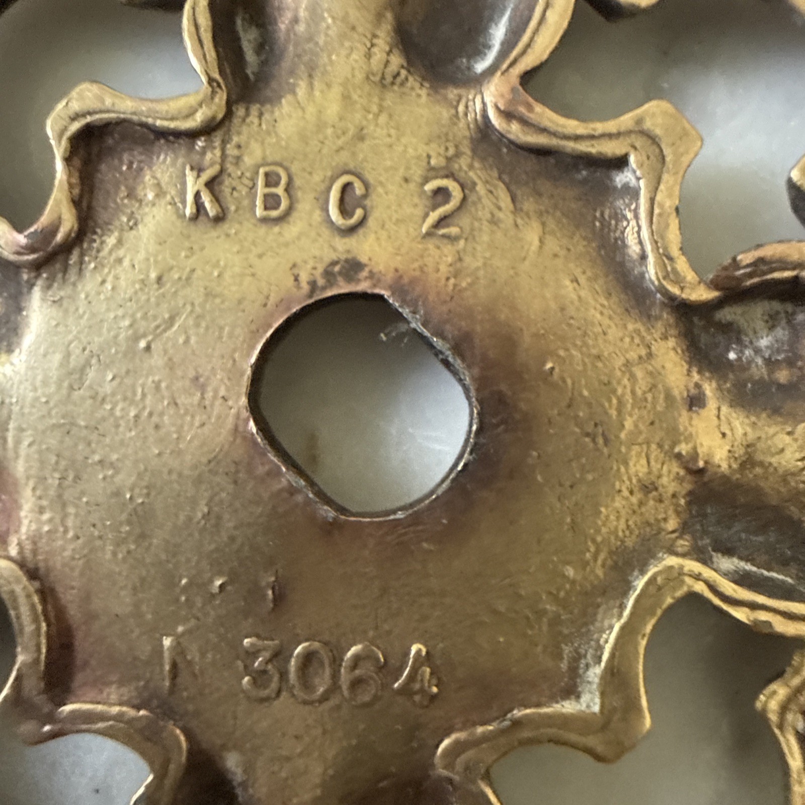 Pair of Vintage KBC Ornate Small Square Backplate (KBC brass co, style N3064)