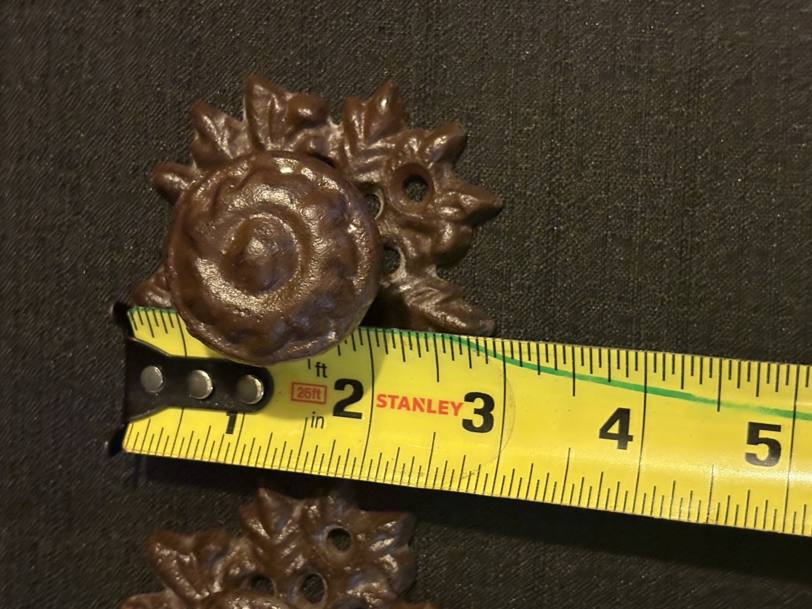 2- Rustic Leaf Cast Iron Drawer Pull 3″ wide