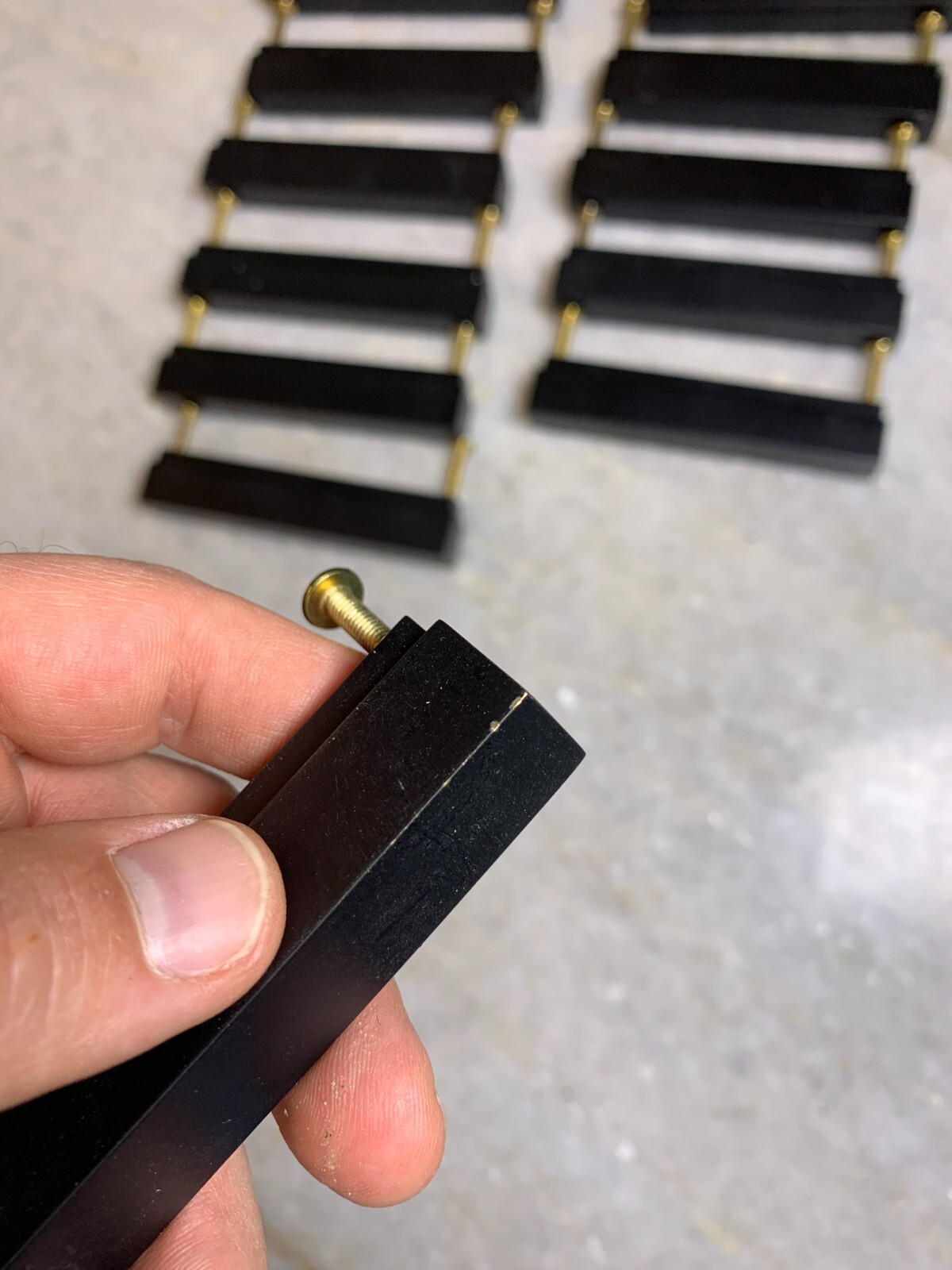 14 Heavy Duty Solid Brass Black Square Rectangle Rectangular Bar Knobs Pulls