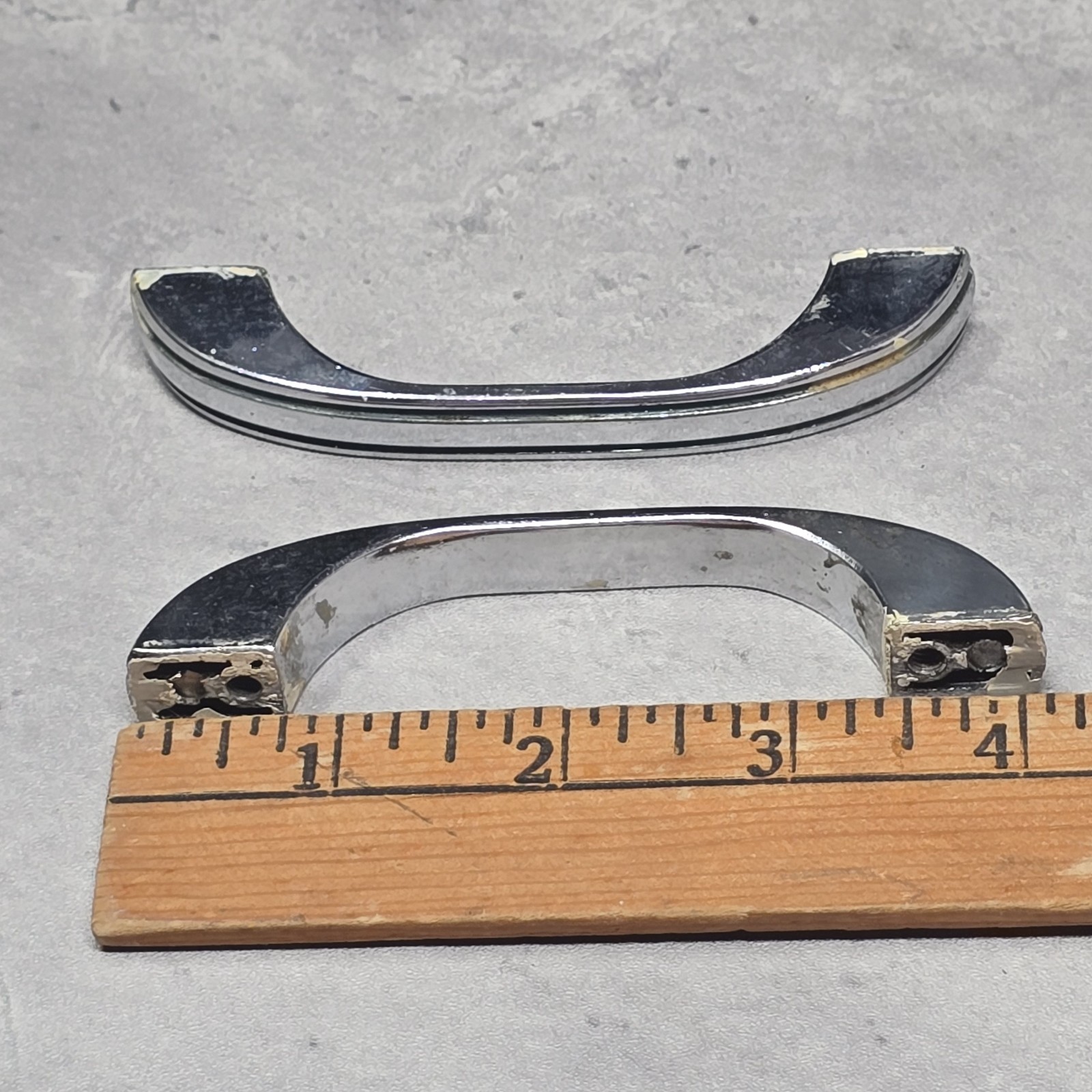 1920s Chrome Drawer Pulls Cabinet Art Deco Architectural Salvage 3″ Centers