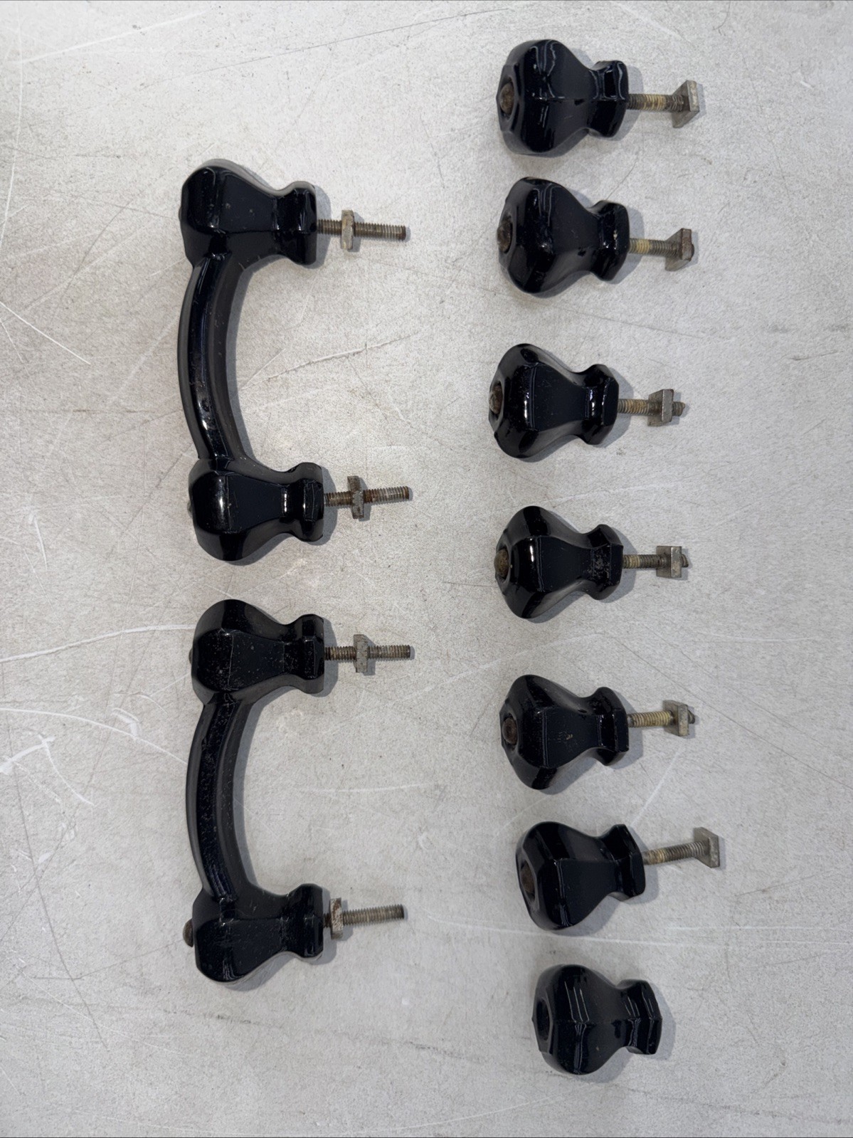 Vintage Black Porcelain Drawer Handles/Pulls Double Single