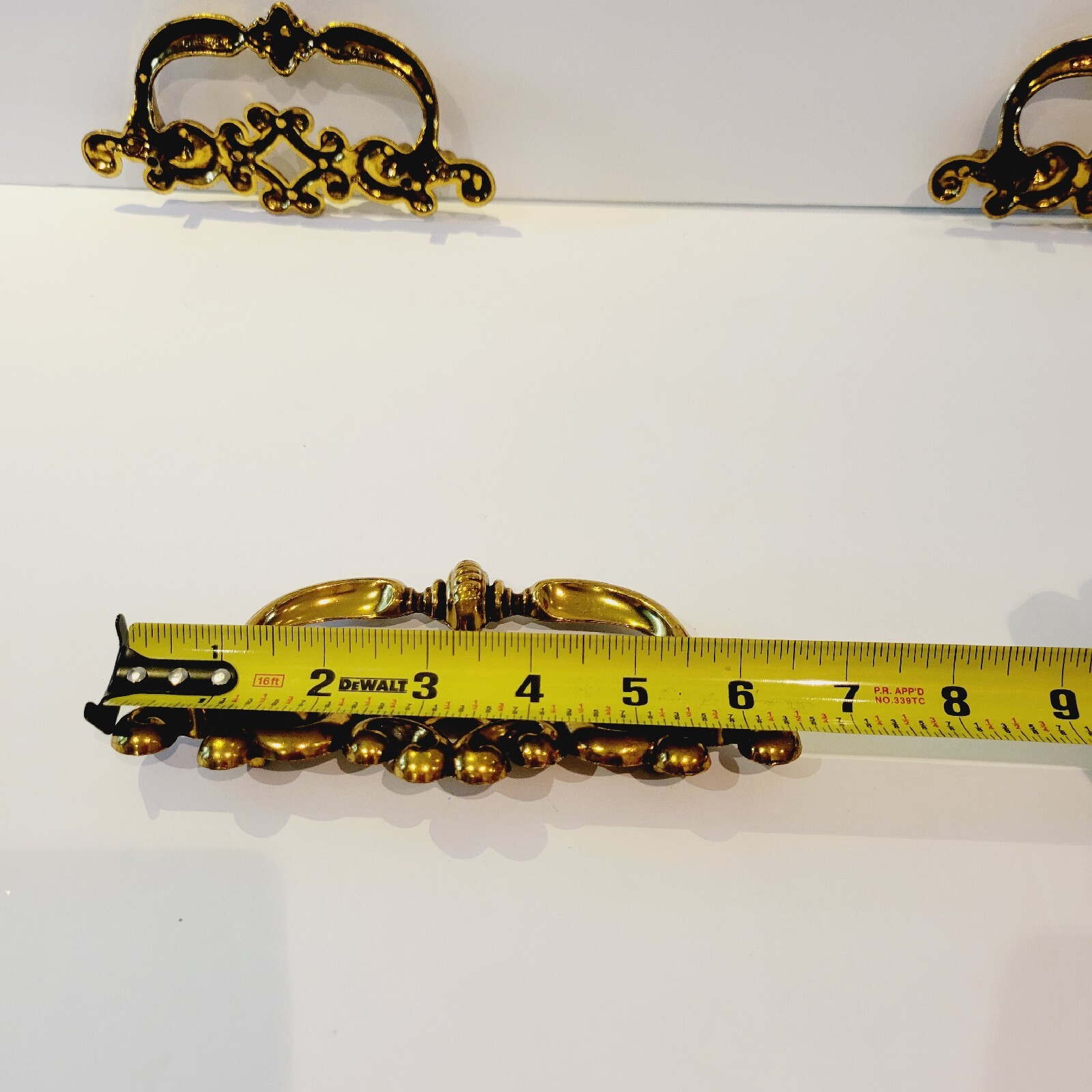 4 Vintage Ornate Scroll Drawer Drop Pull Handles Metal Goldtone Canada CH 1479