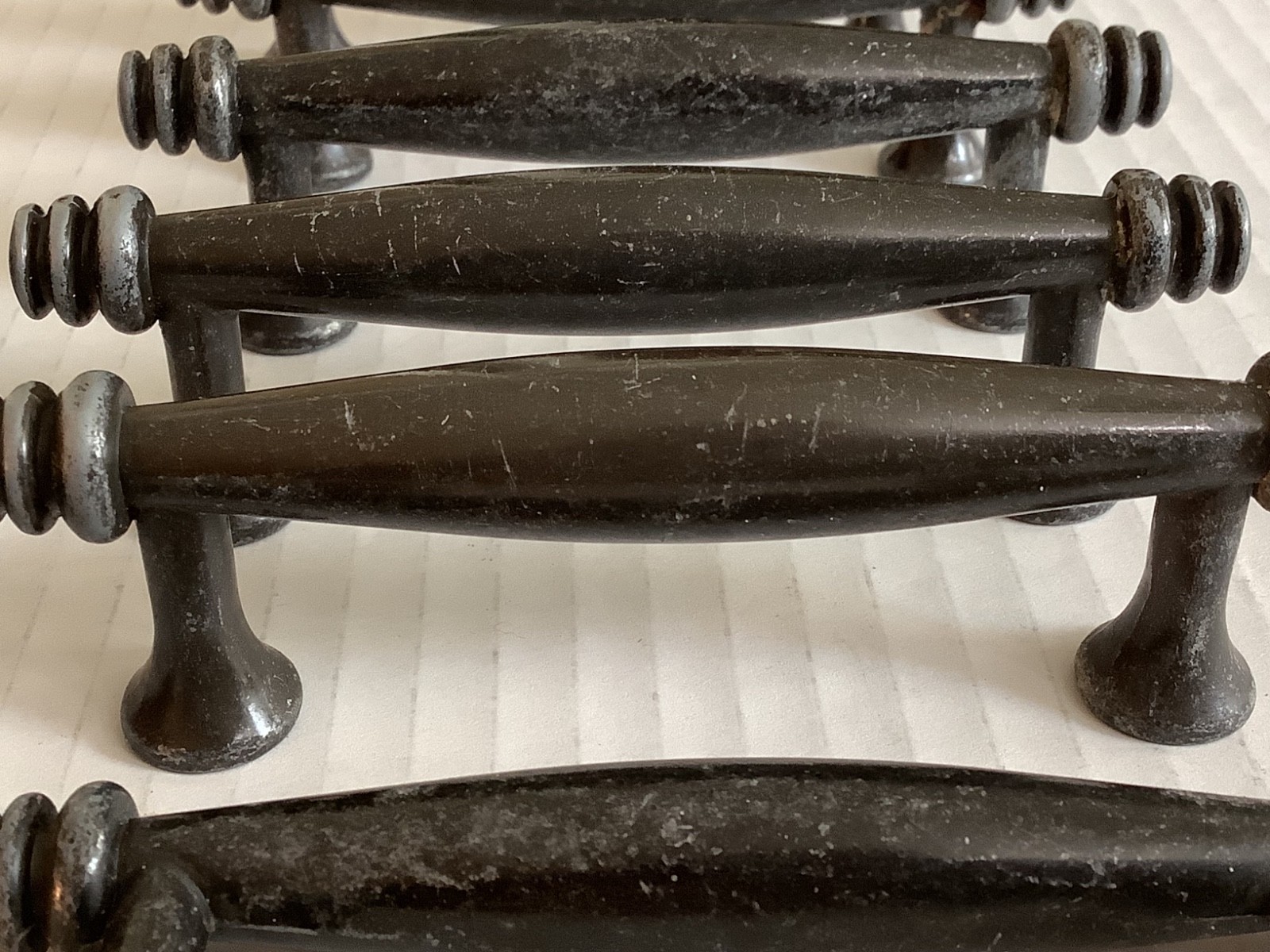 SET OF 8! VINTAGE CABINET DOOR / DRAWER PULLS BLACK /GRAY 3” C TO C