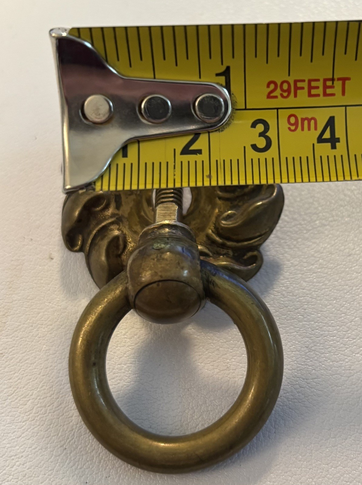 Set of 4 Antique Brass Drawer Ring Pulls with Rosette Backplates