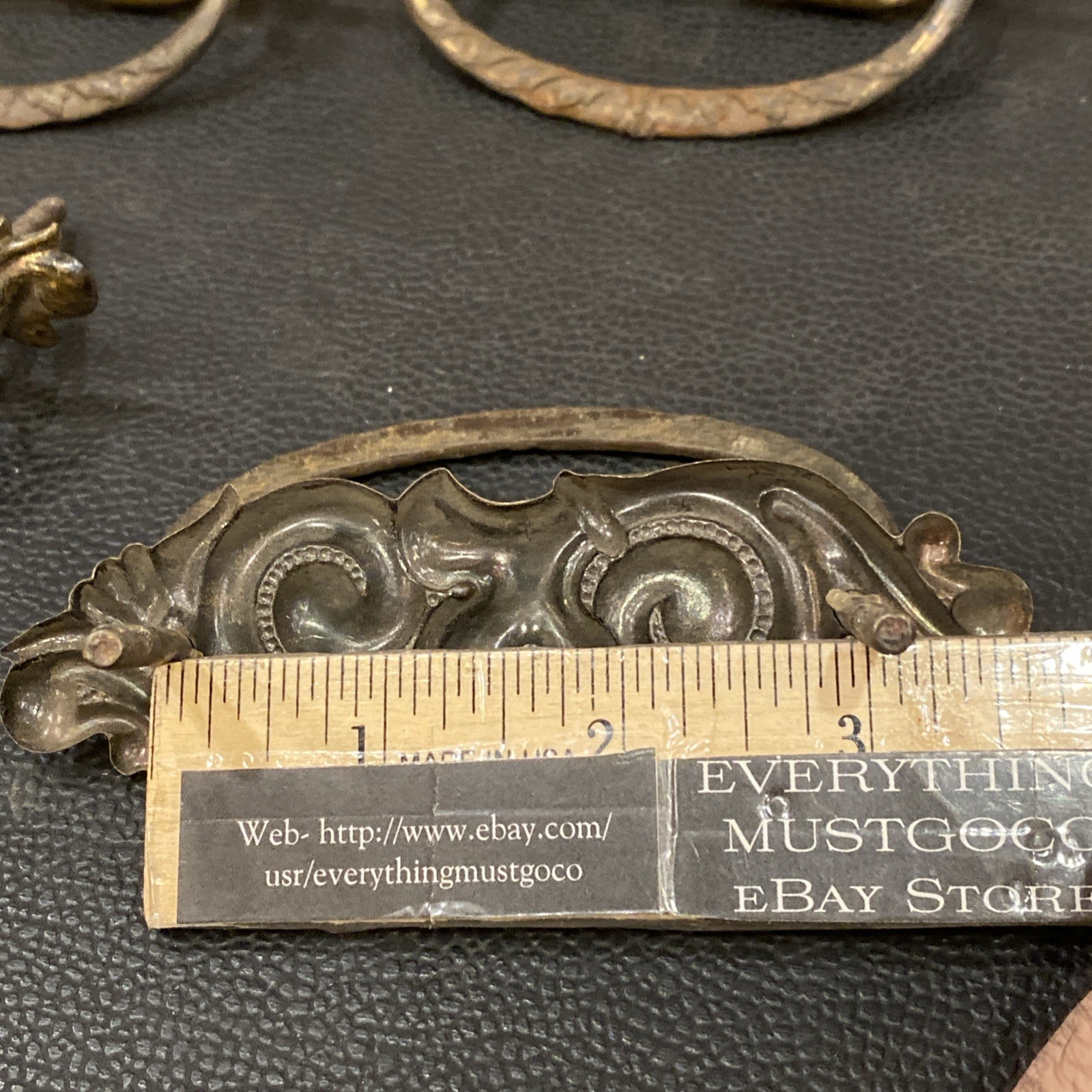 8 Antique Drop Bail Pulls Ornate Nouveau Scroll Fleur De Lis French Lily Flower