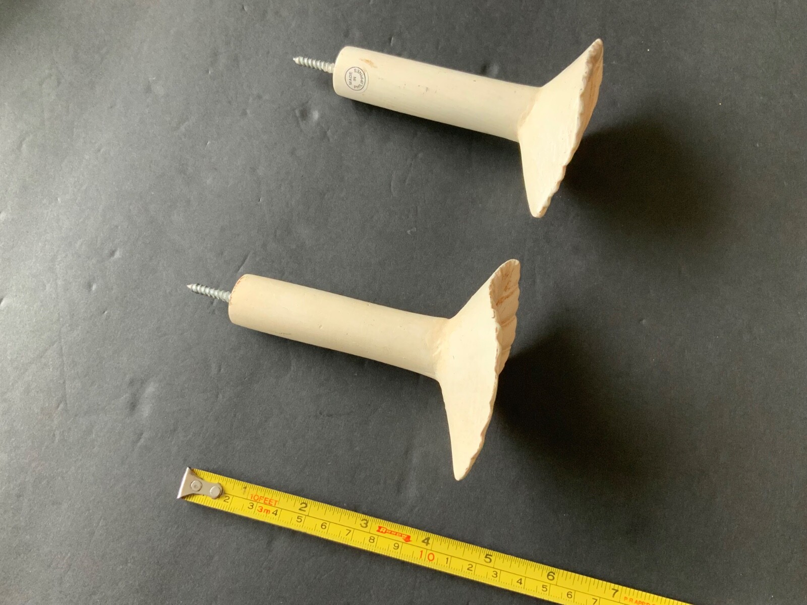 Set of Antique Painted Bin Dresser Drawer Pulls lot of 6 (4 gold 2 white)