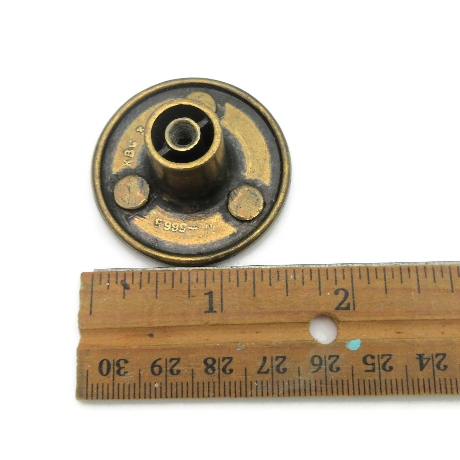 Vintage Floral Drawer Knob 1 5/8″ Diameter Round Brass Tone Pull KBC N5658 LF8