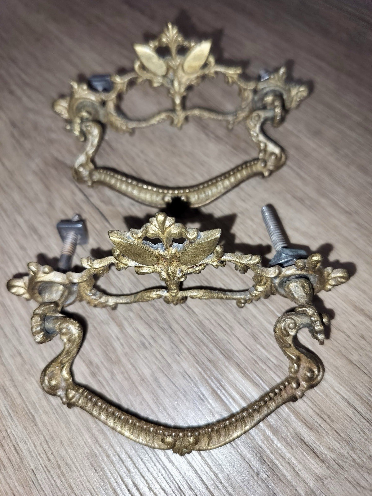 Antique Brass Ornate Drawer Pulls Bail Drop Handles Set Of 2 Victorian 3″ center