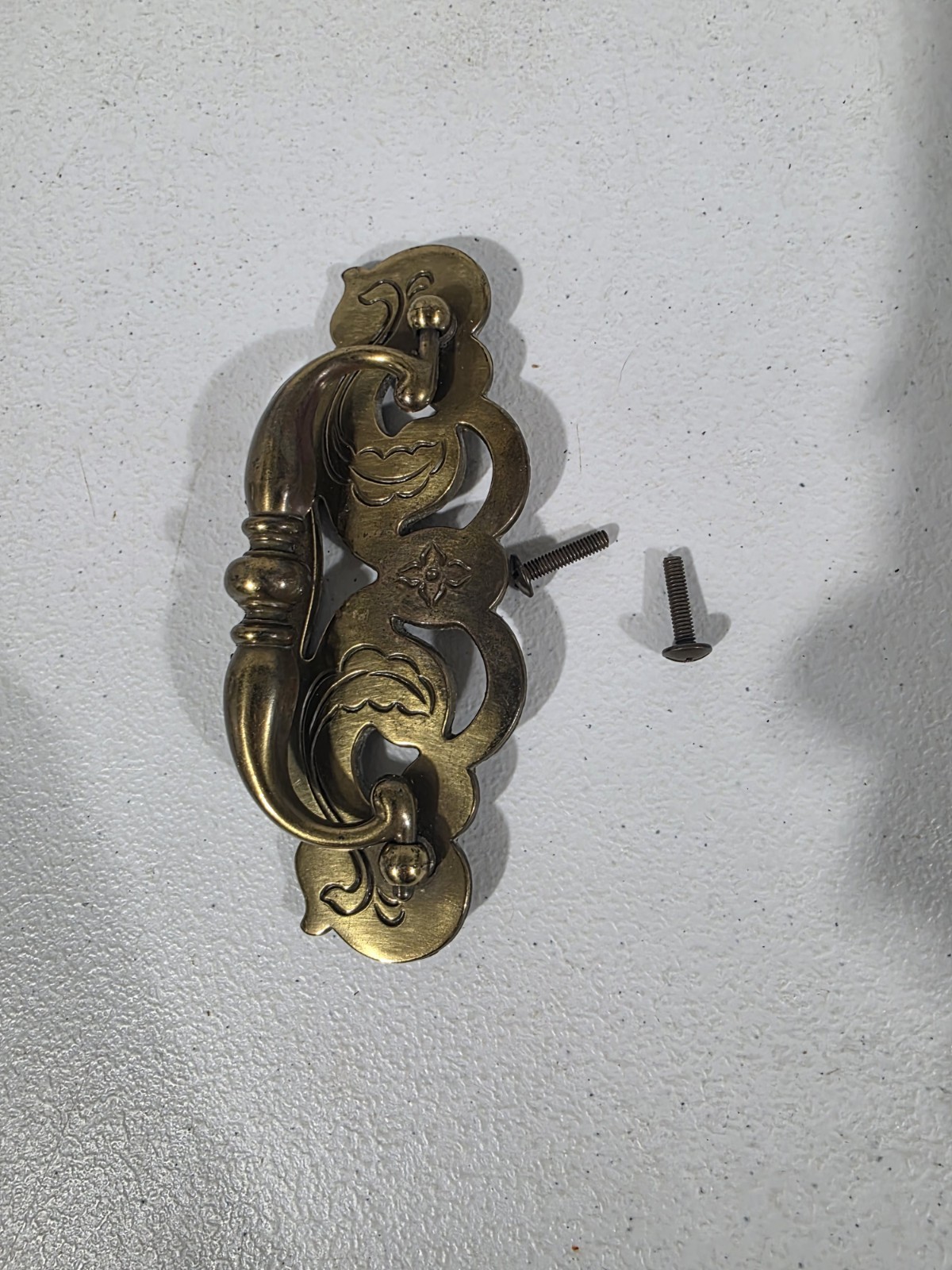 Vintage Brass Ornate Drawer Pull Bail Handle 6” Single With Screws