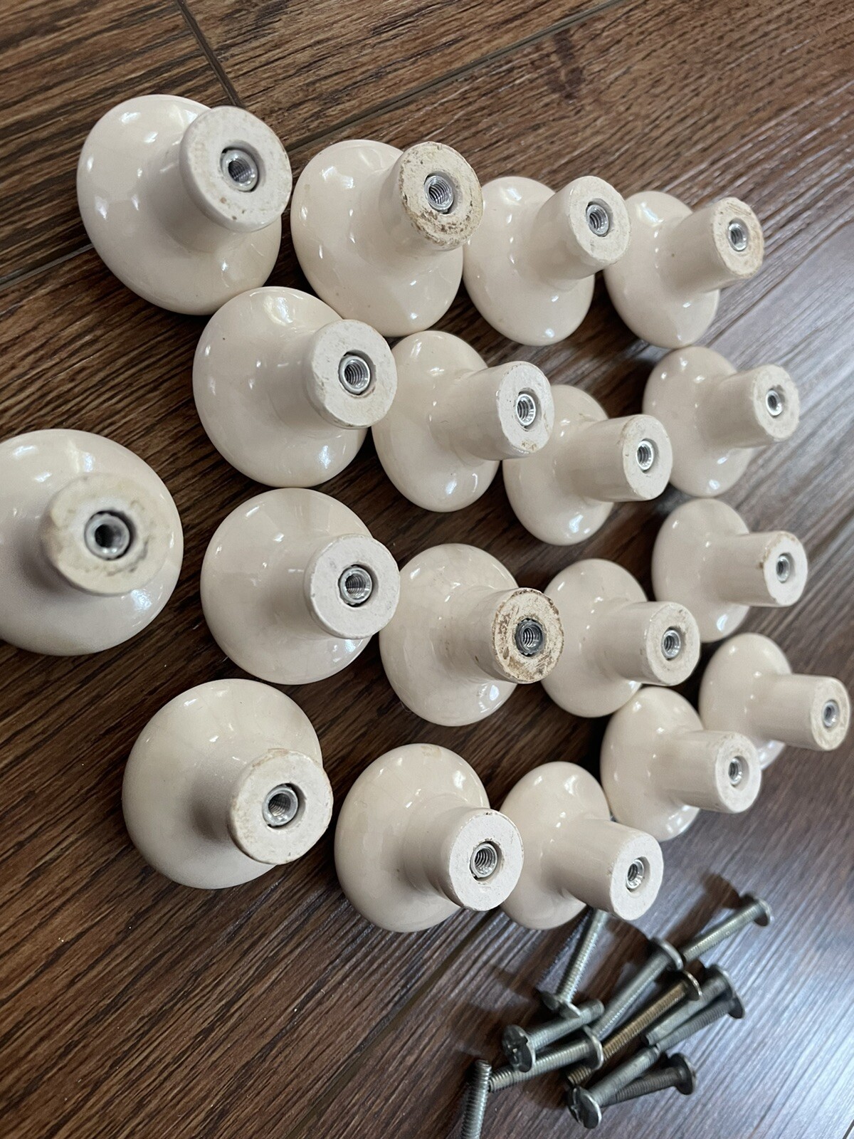 light Bage Ball Knob Ceramic Porcelain Cabinet Drawer Pull Vintage 1 1/4″ lot 18
