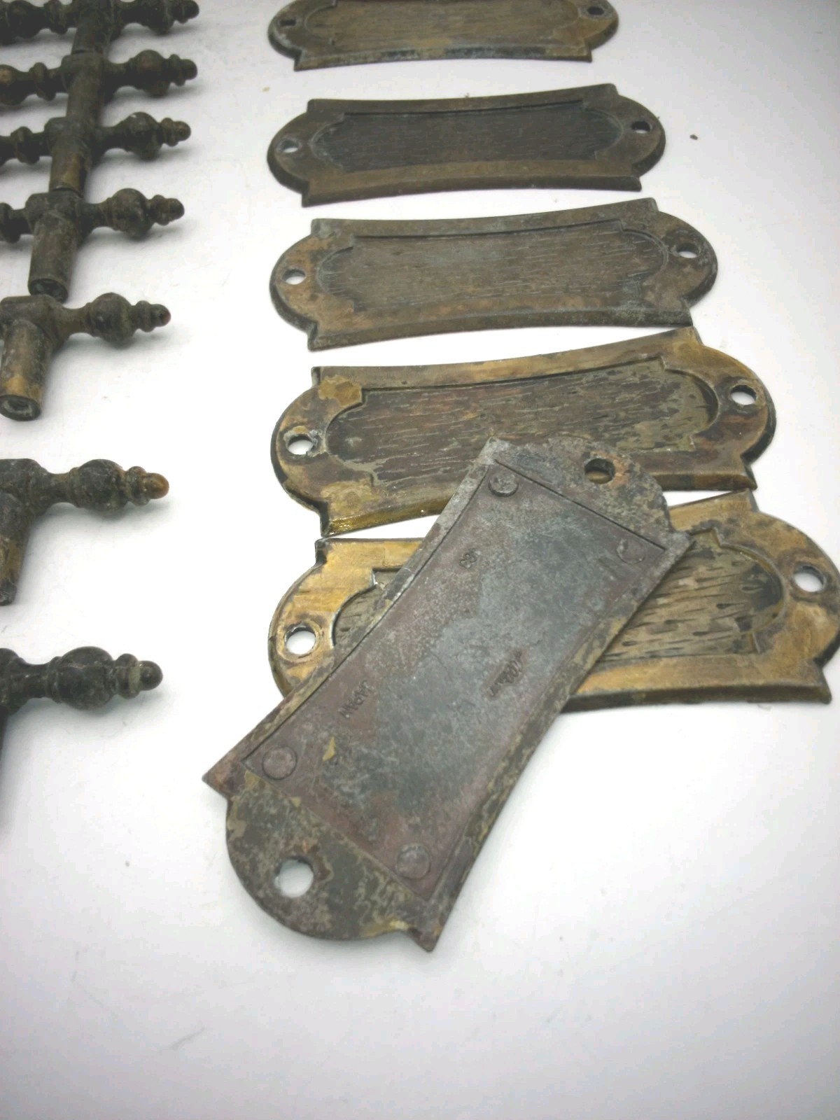 Lot 15 PCS Vintage Allison Drawer Handles Plaques Brass Japan