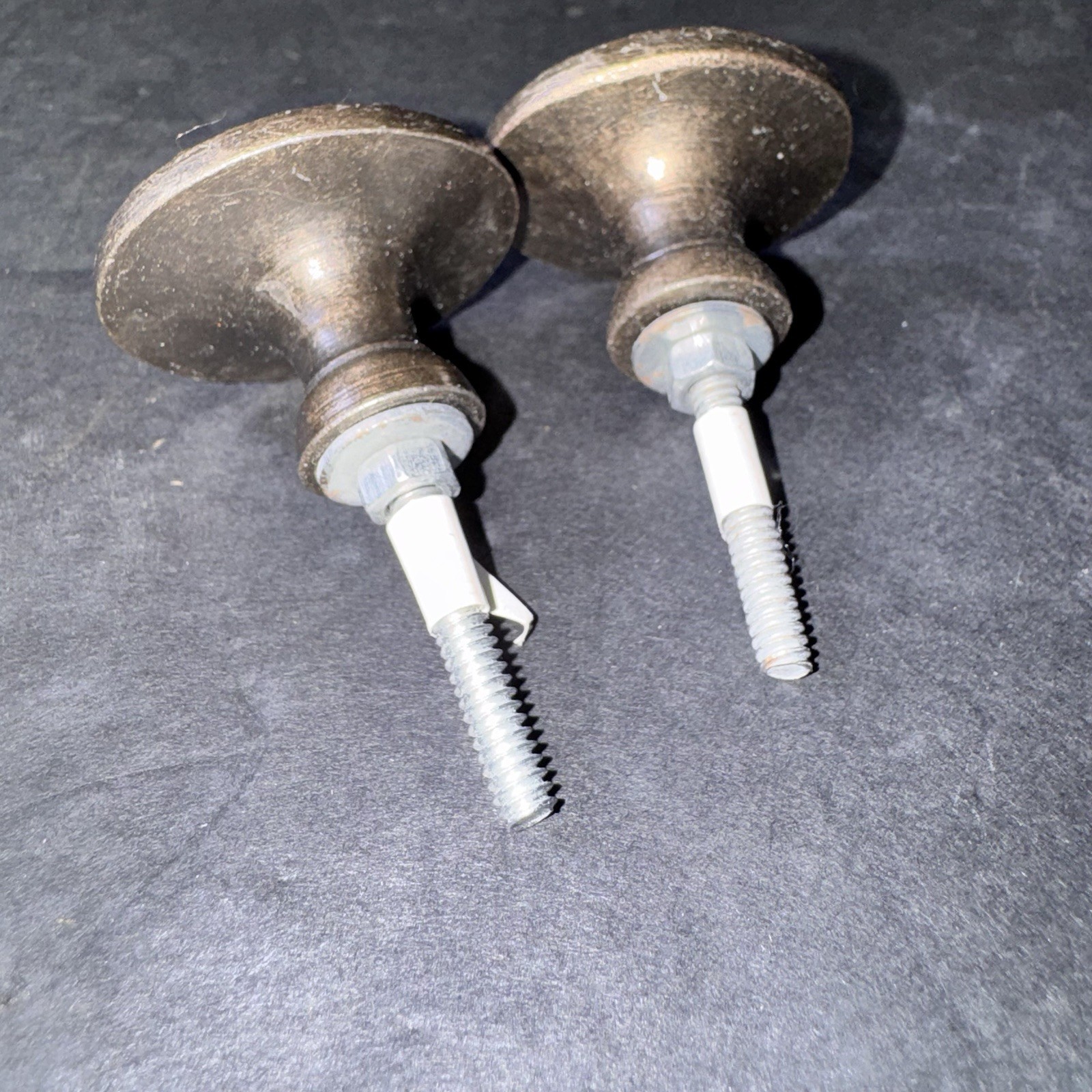 Set of 2 Vintage Rhinestone Oval Drawer Knobs Pulls Bronze Tone Cabinet Hardware