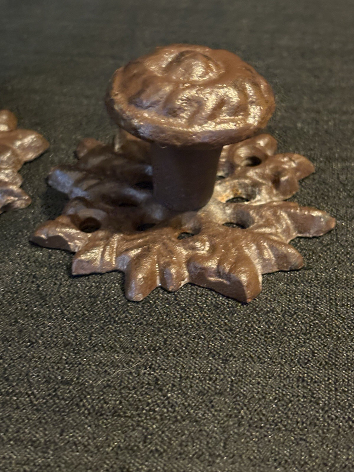 2- Rustic Leaf Cast Iron Drawer Pull 3″ wide