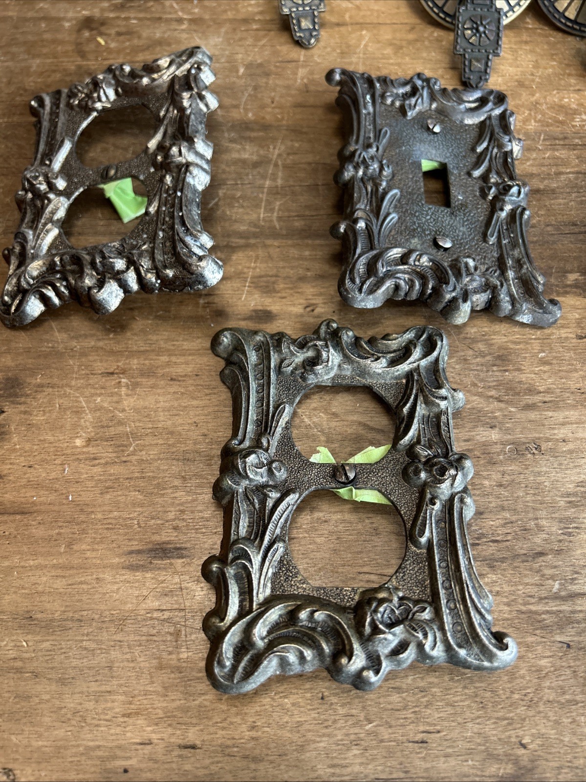 Vintage Hyer & Edmar Ornate Cabinet Pulls, Plate Covers & Towel Rings Lot of 17