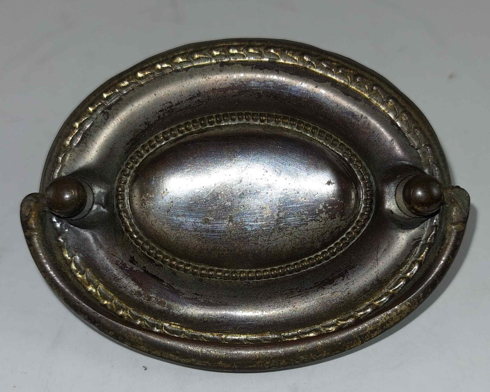 SET 5 ANTIQUE HEPPLEWHITE OVAL DRAWER PULLS FEDERAL 2 1/2″ CENTERS DROP BAIL