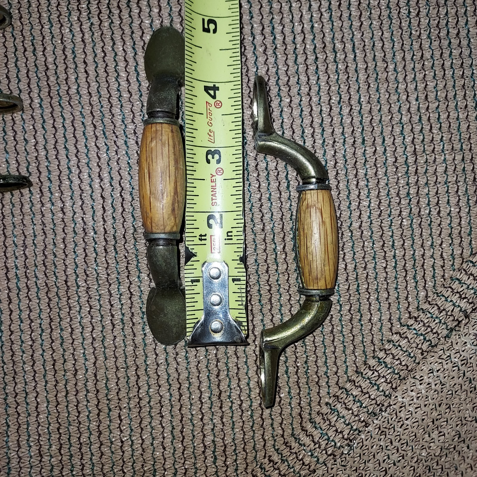 20 Vintage Wood & Brass Drawer Cabinet Bin Handles/Pulls