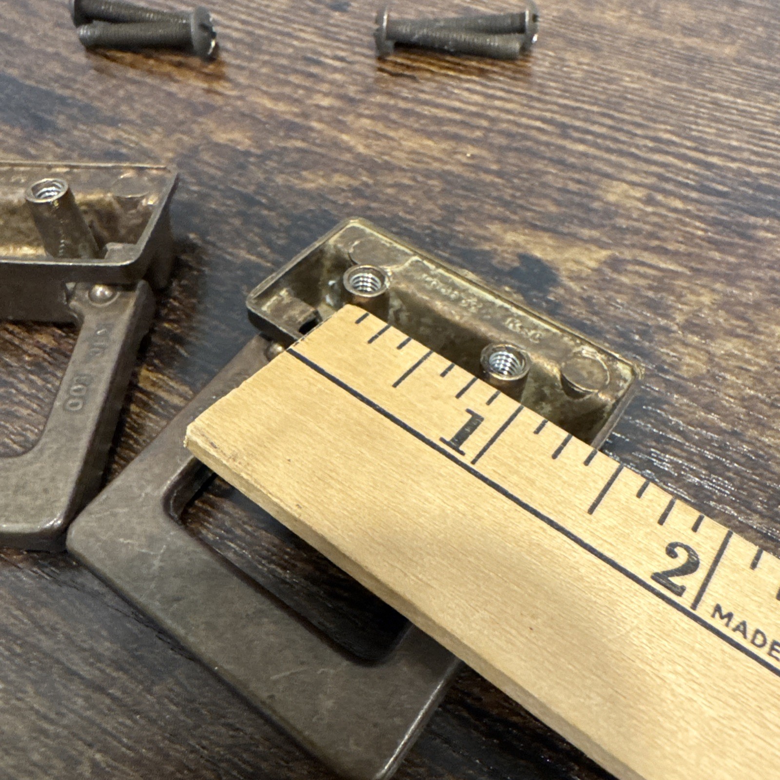Drexel Woodbriar Drawer Pulls 2 Square Brass Vintage Bail Dresser Hardware Pair