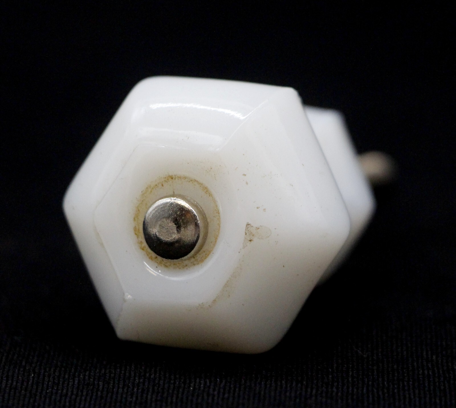 Vintage 1 in. White Ceramic Hexagon Cabinet Knob