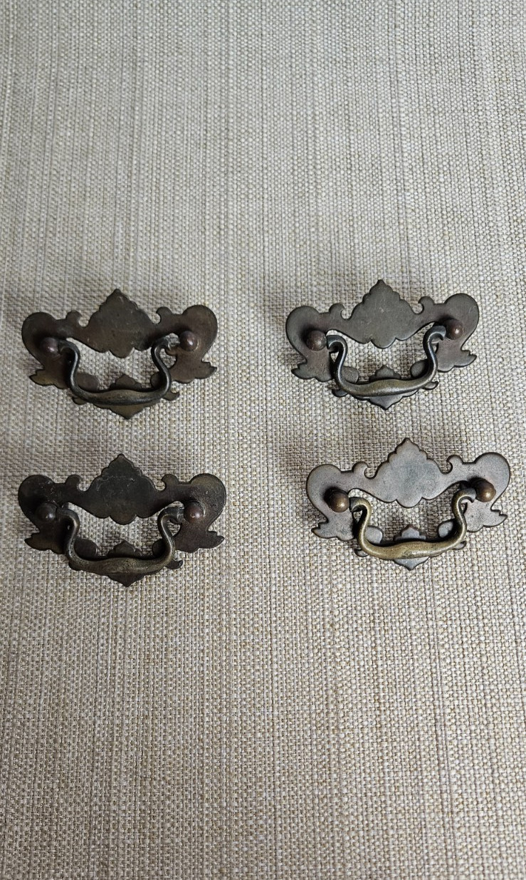 Vintage Chippendale Batwing Drawer Pulls Set 11 Brass 2 Sizes