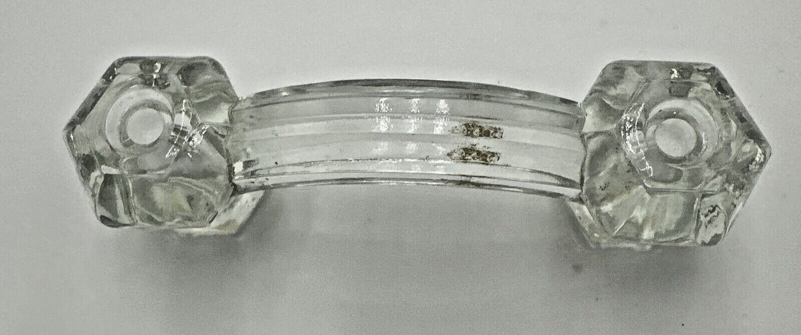 VTG Clear Glass Dresser Drawer Cabinet PULL Handles Hexagon 6 point 4.5″