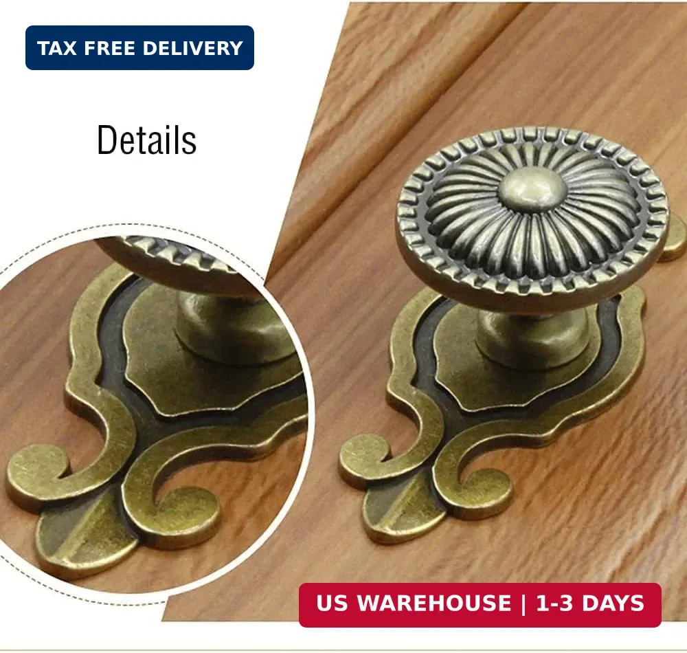 Golden Brass Antique Vintage Retro Drawer Cabinet Metal Knobs with Backplates 12