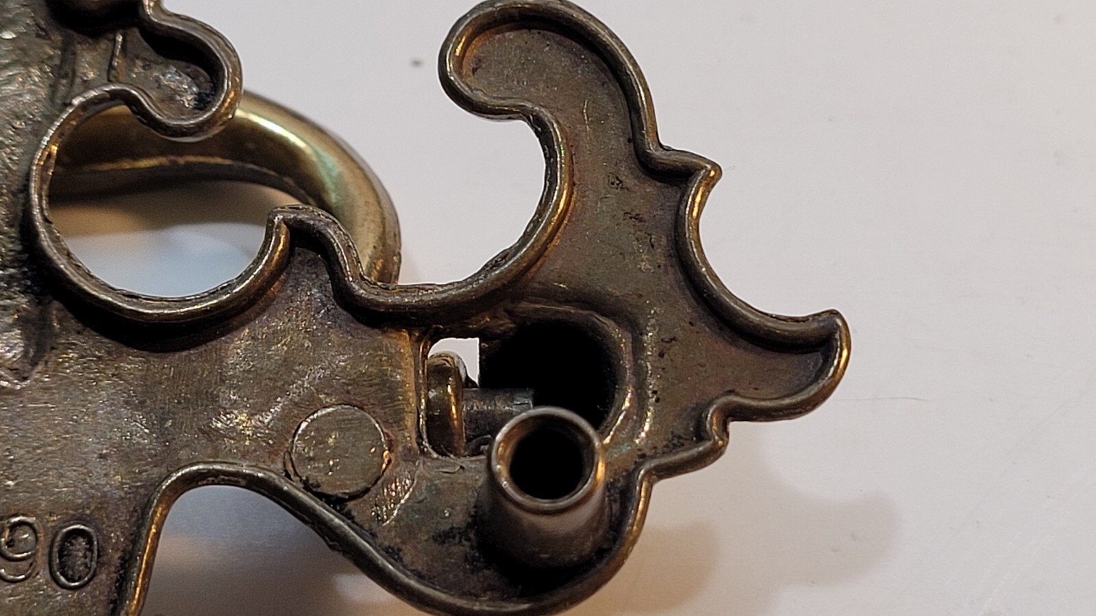 Vintage Brass Drop Bail Pull Handle Drawer w Bolts 2.5 inches between bolts