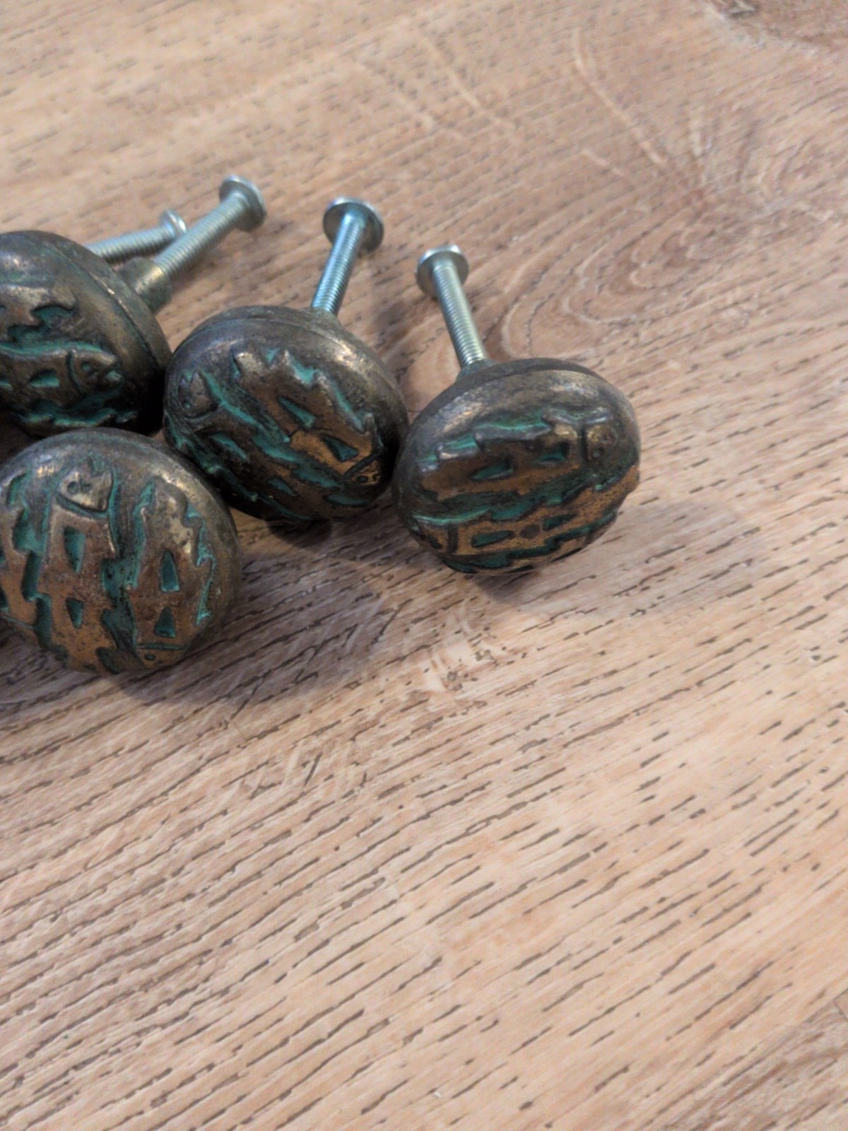 Vintage Brass Pull Knobs Fish Motif Lot Of 11 Southwestern Style