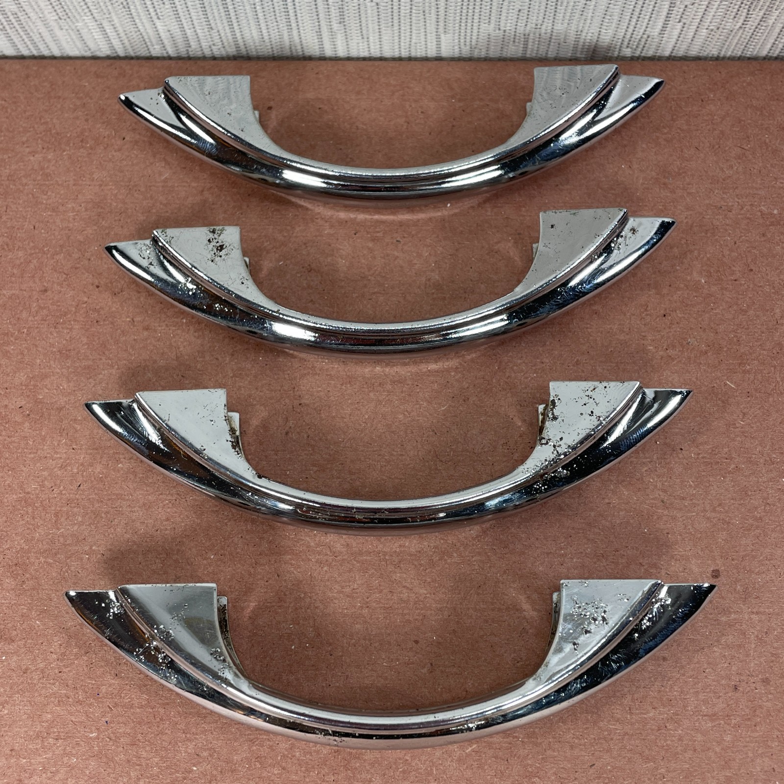 4 Vintage Cabinet Pulls Chrome Plated ( Similar to Youngstown & Amerock E311 )