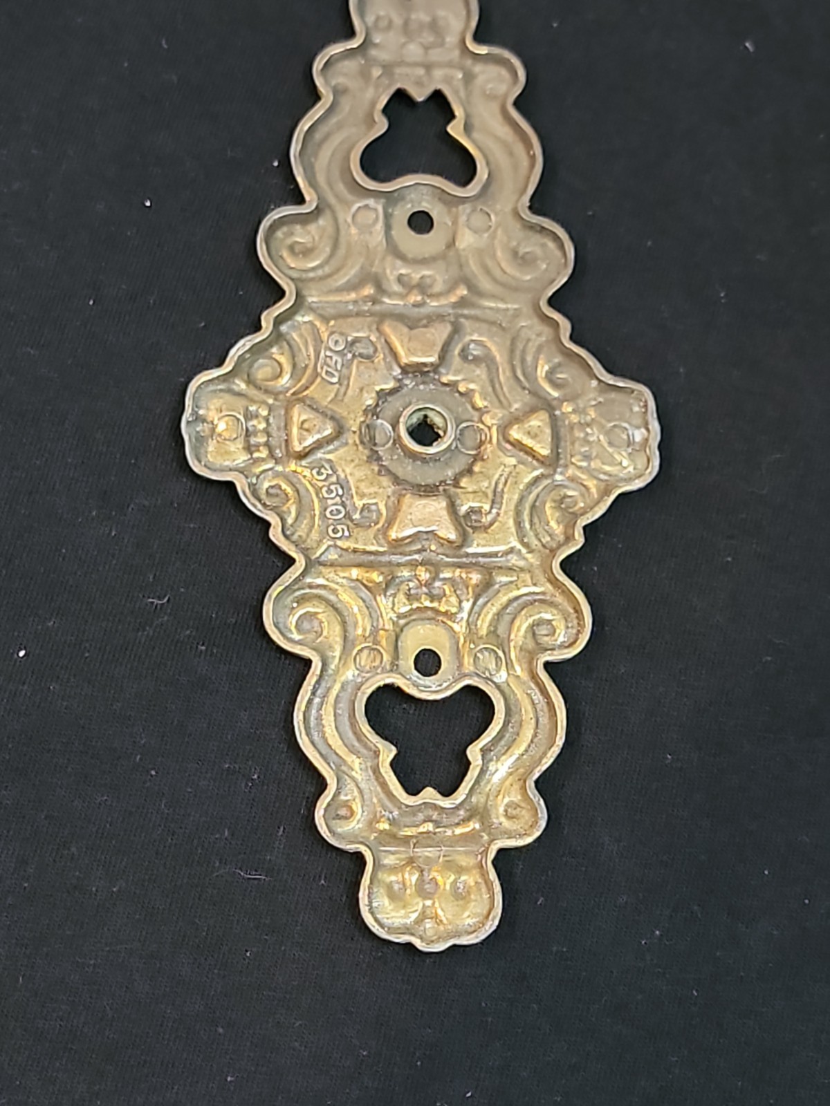 Vintage Hyer Ornate Brass Cabinet Door Plate Large Hollywood Regency Mid Century