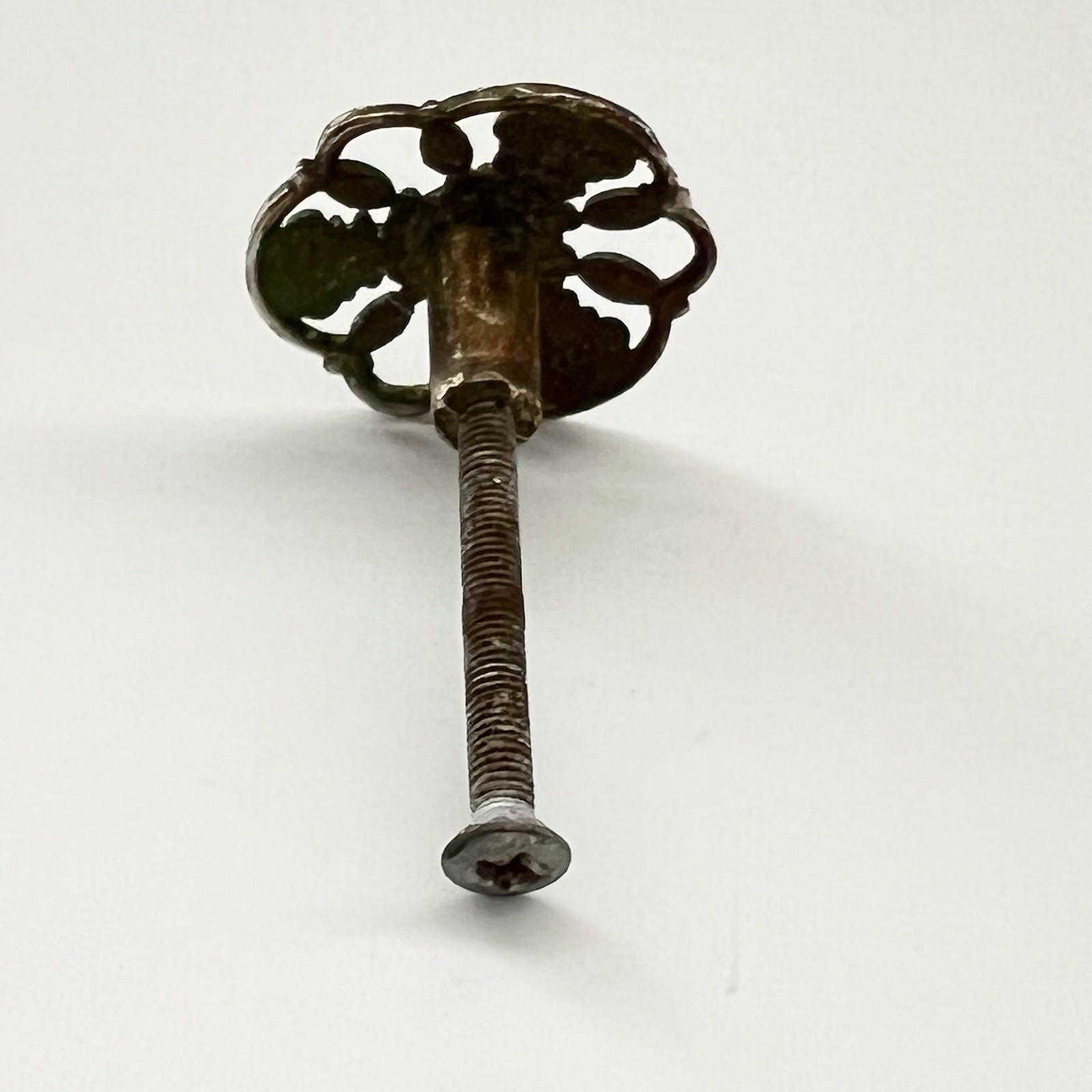 Vintage Antique Ornate Round Cabinet Knob Drawer Pull 1 1/2 “ 1.5 Patina Metal