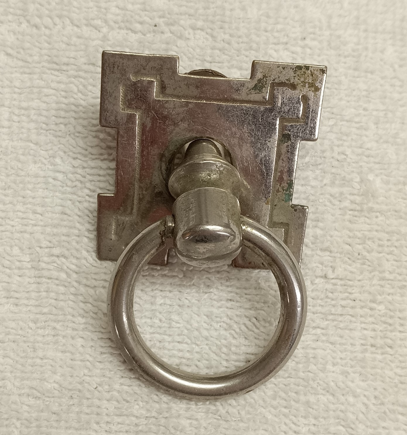 ANTIQUE HEAVY NICKLE PLATED BRASS DROP RING DRAWER,DESK,DOOR PULL 1 1/4 IN. DIA